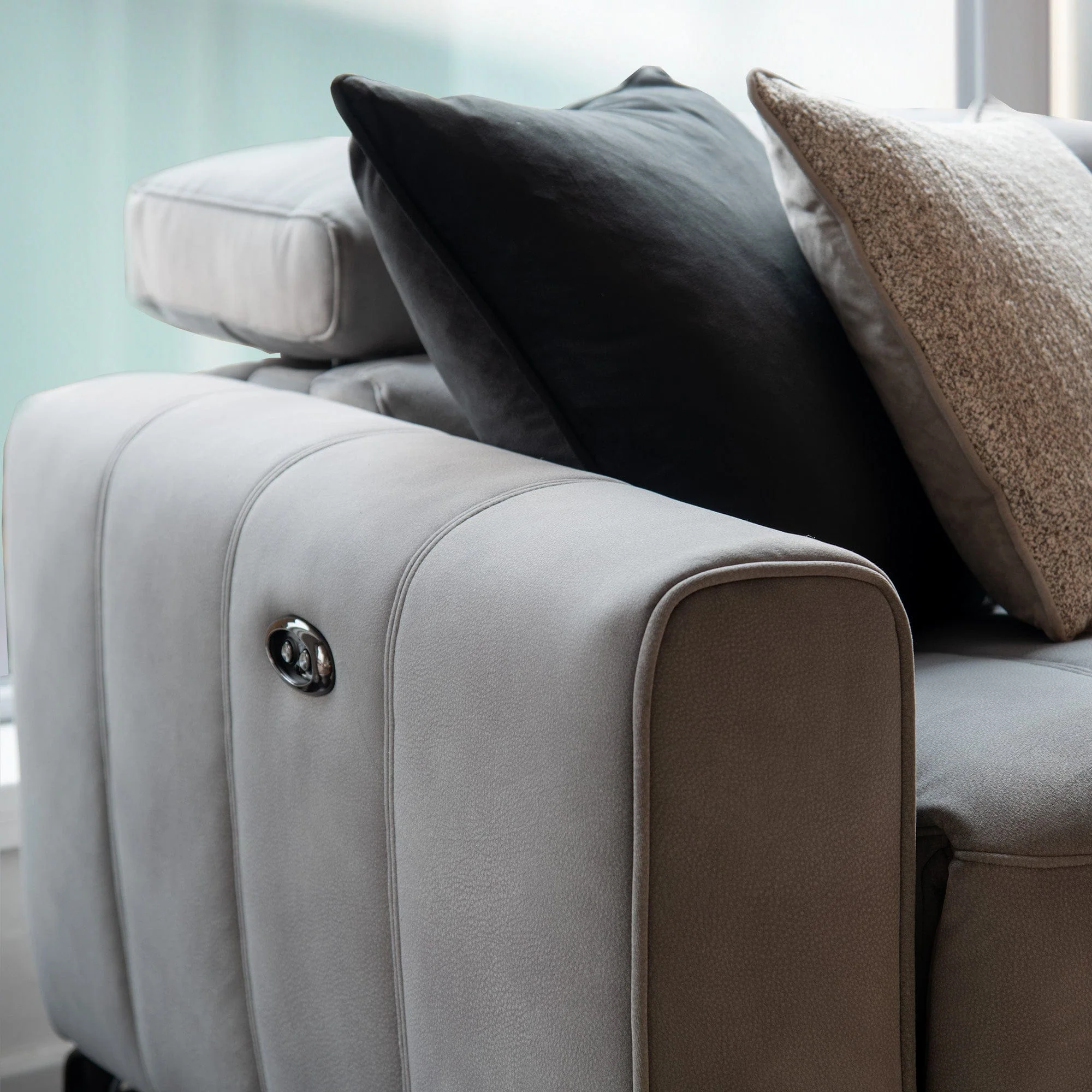 Veyron - LHF Power Recliner Chaise Sofa With USB, Fabric - Image 2