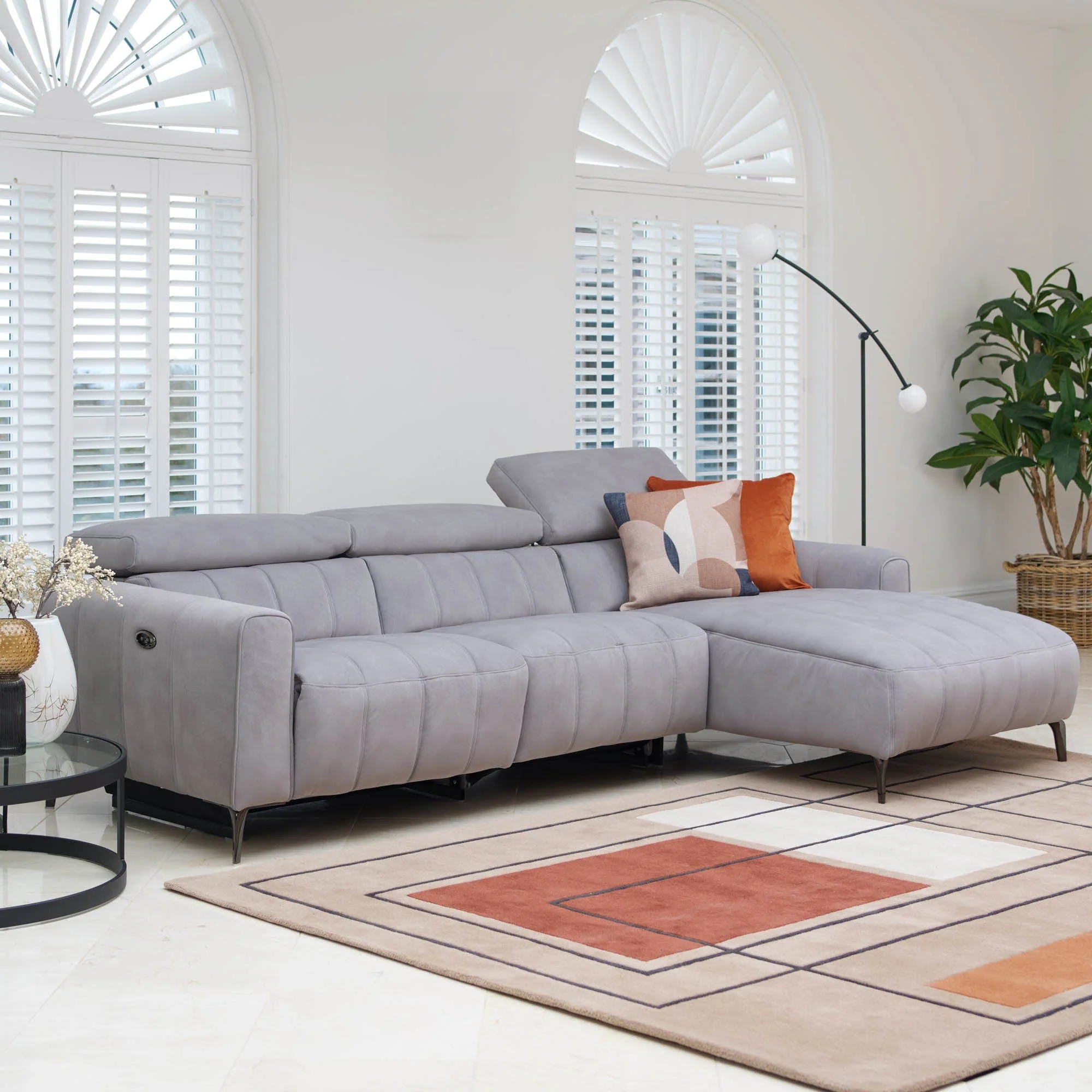 Veyron - LHF Power Recliner Chaise Sofa With USB, Fabric - Image 4