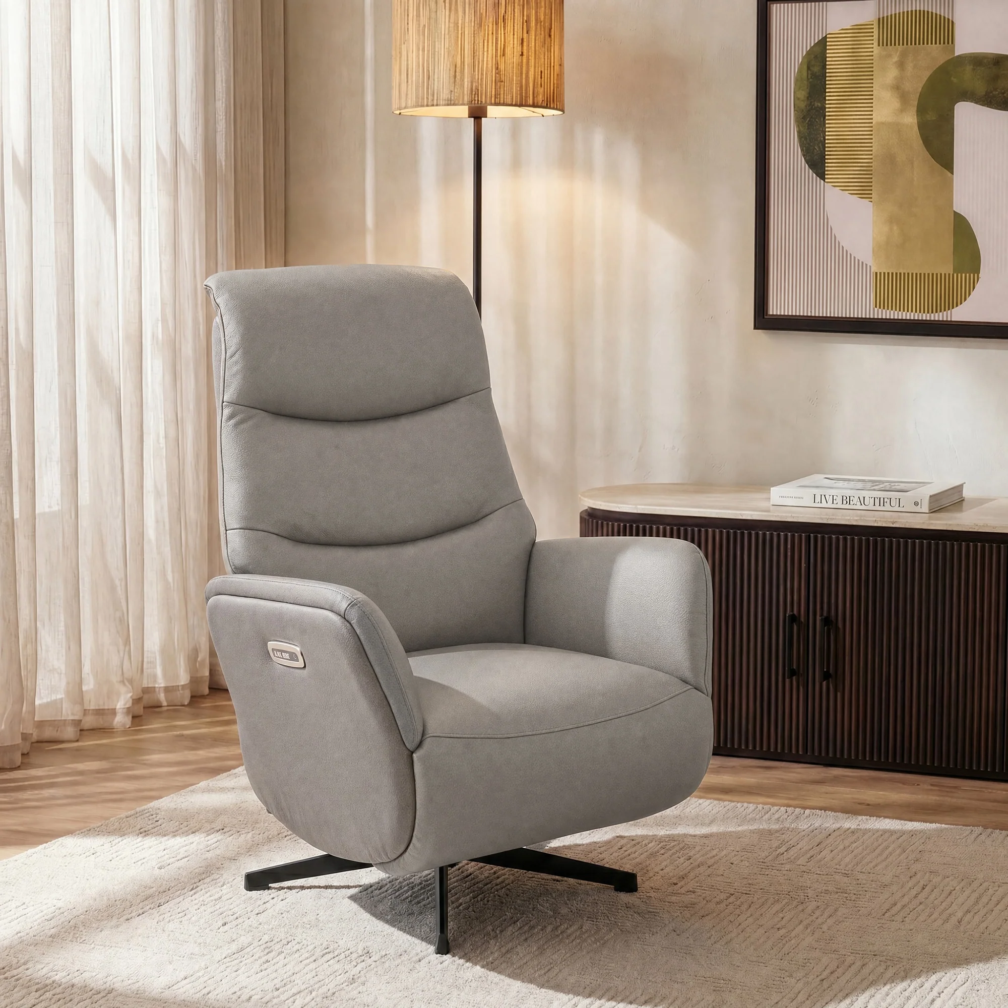 Alder - Swivel Power Recliner Chair, Leather - Image 3