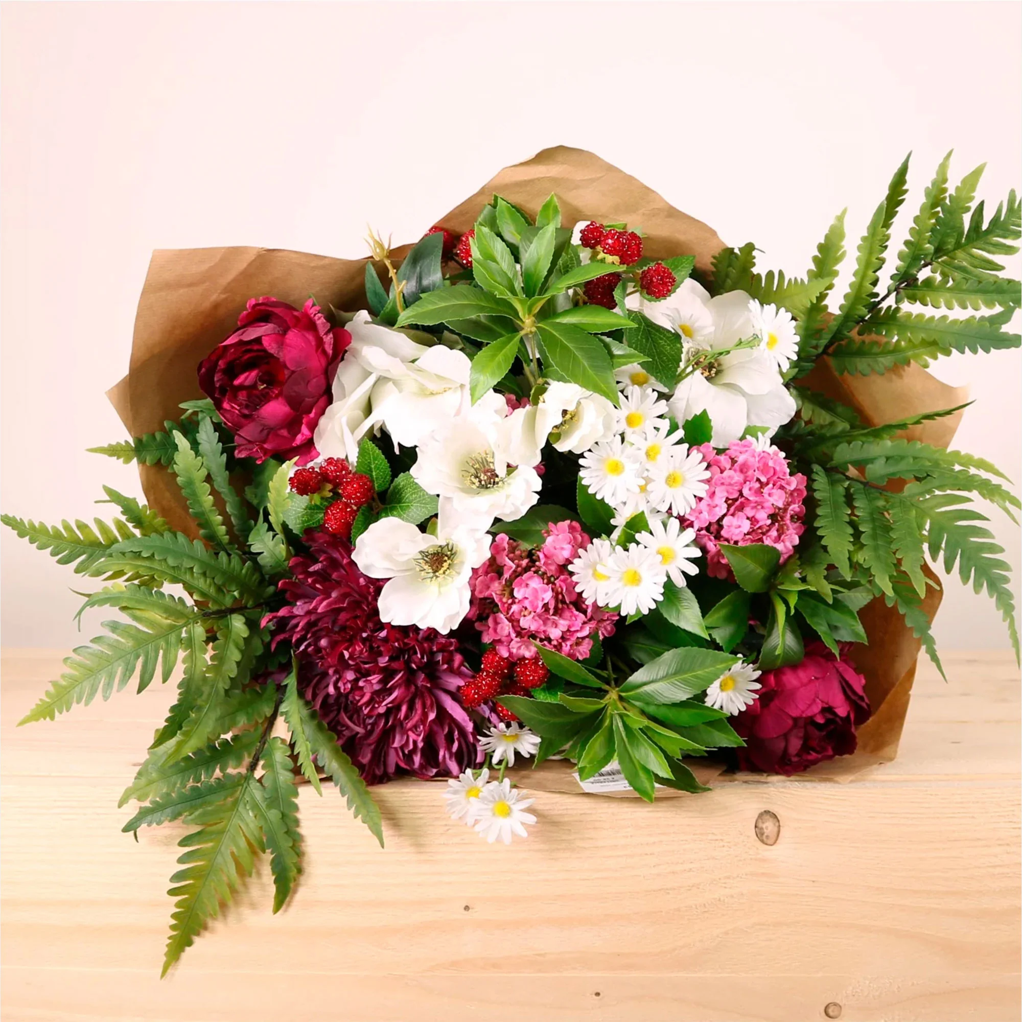 Artificial Raspberry Kiss Bouquet - Faux Flower Arrangement - Image 3