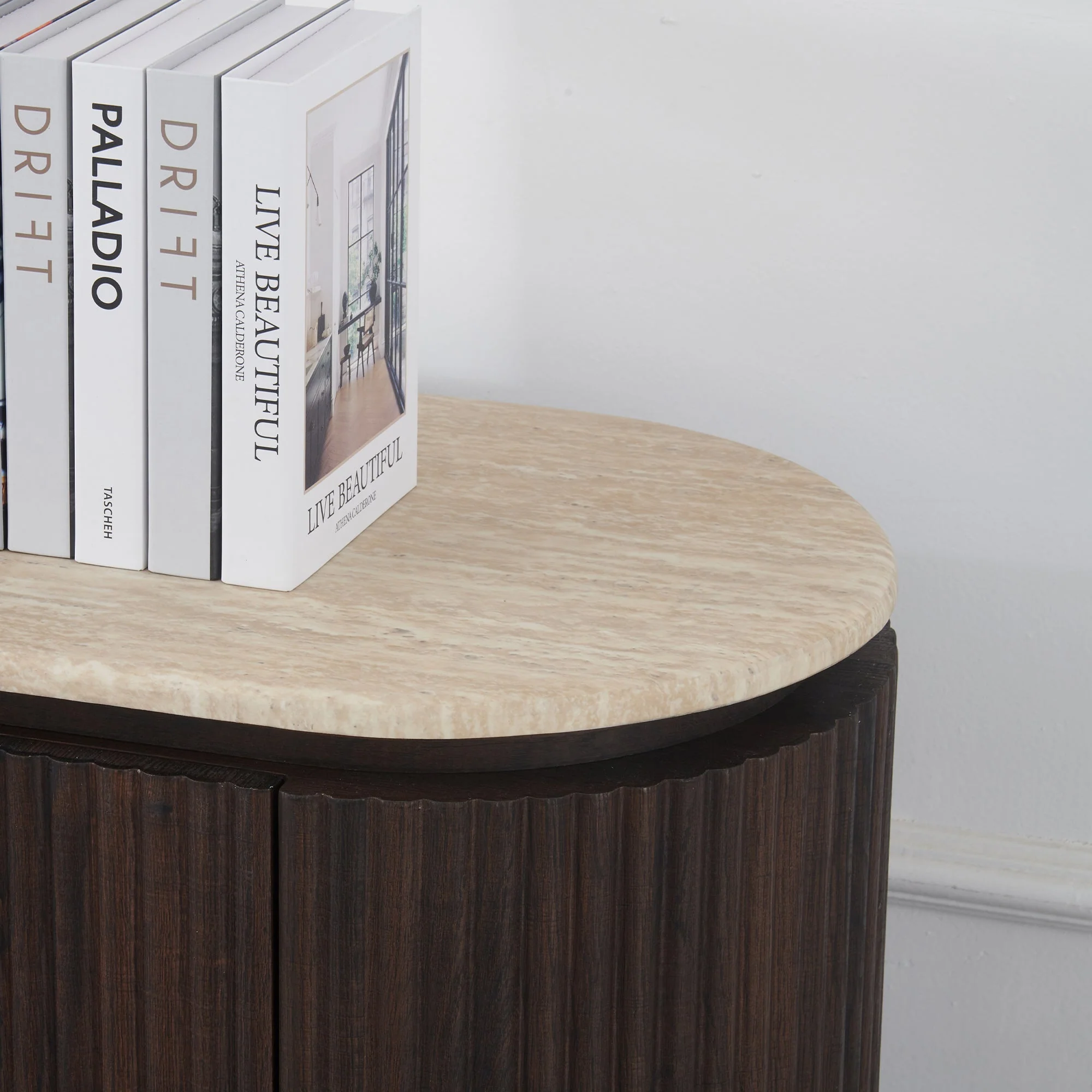 Asmara - Walnut TV Unit, Marble Effect Top - Image 3
