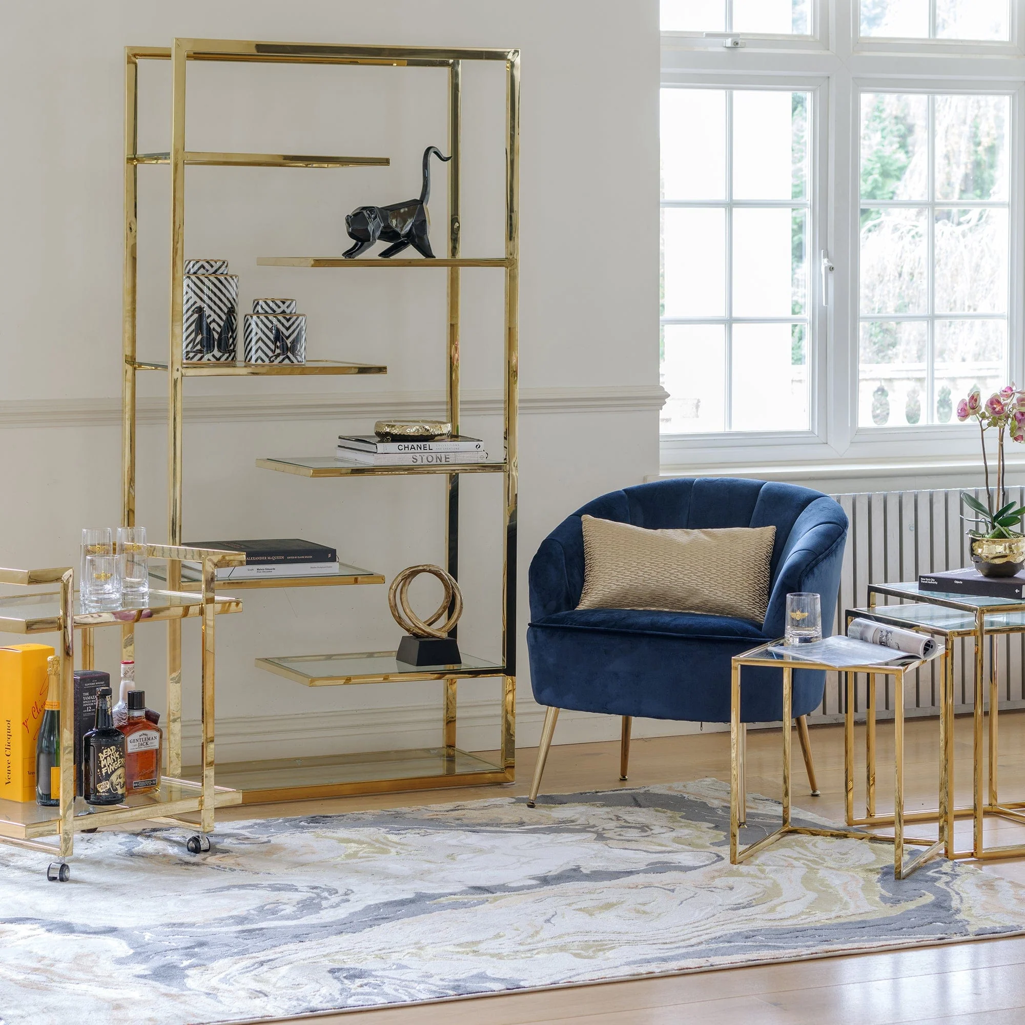 Auric - Shelving Unit, Gold Frame - Image 2