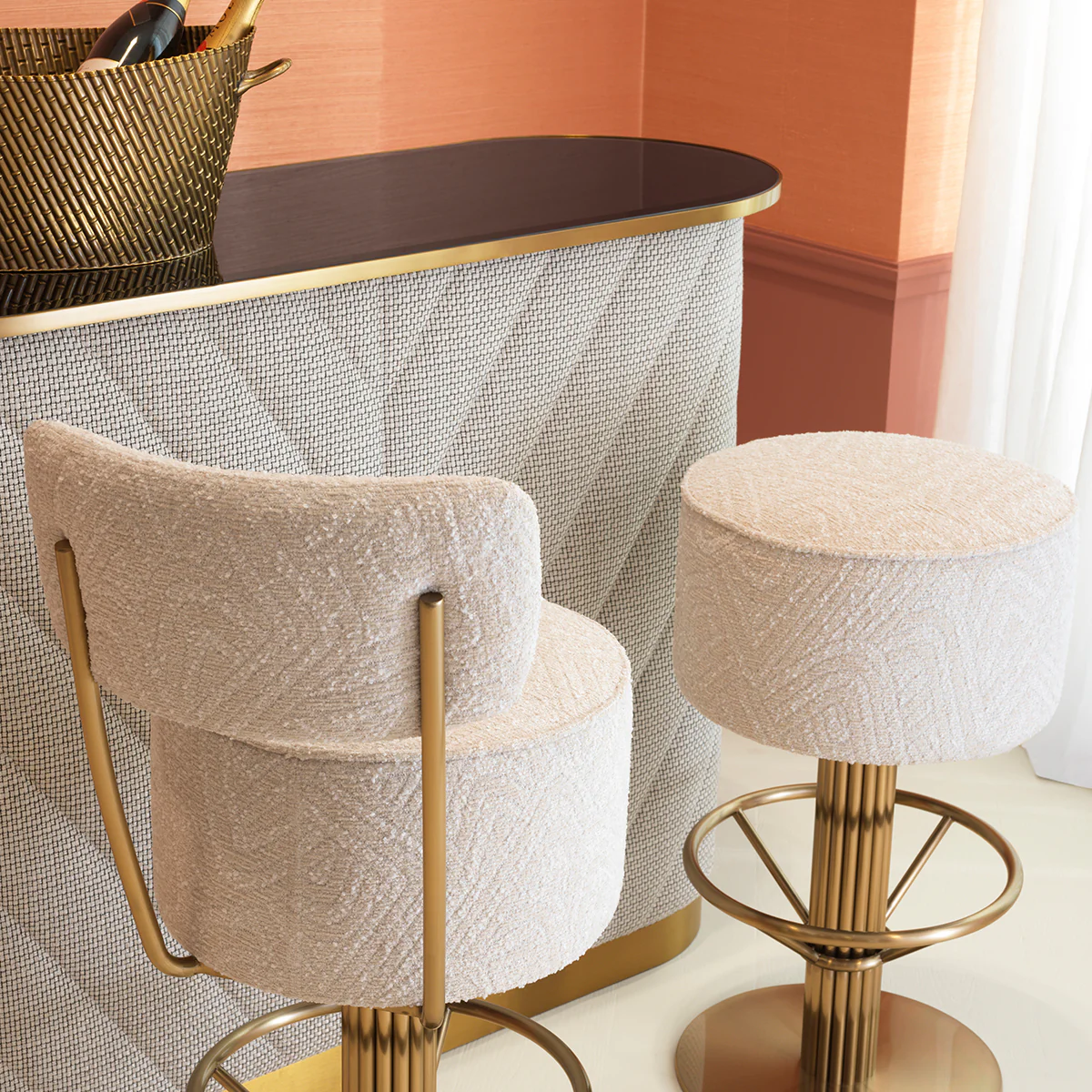 Eichholtz Carelton - Swivel Counter Stool With Back, Fabric - Image 2