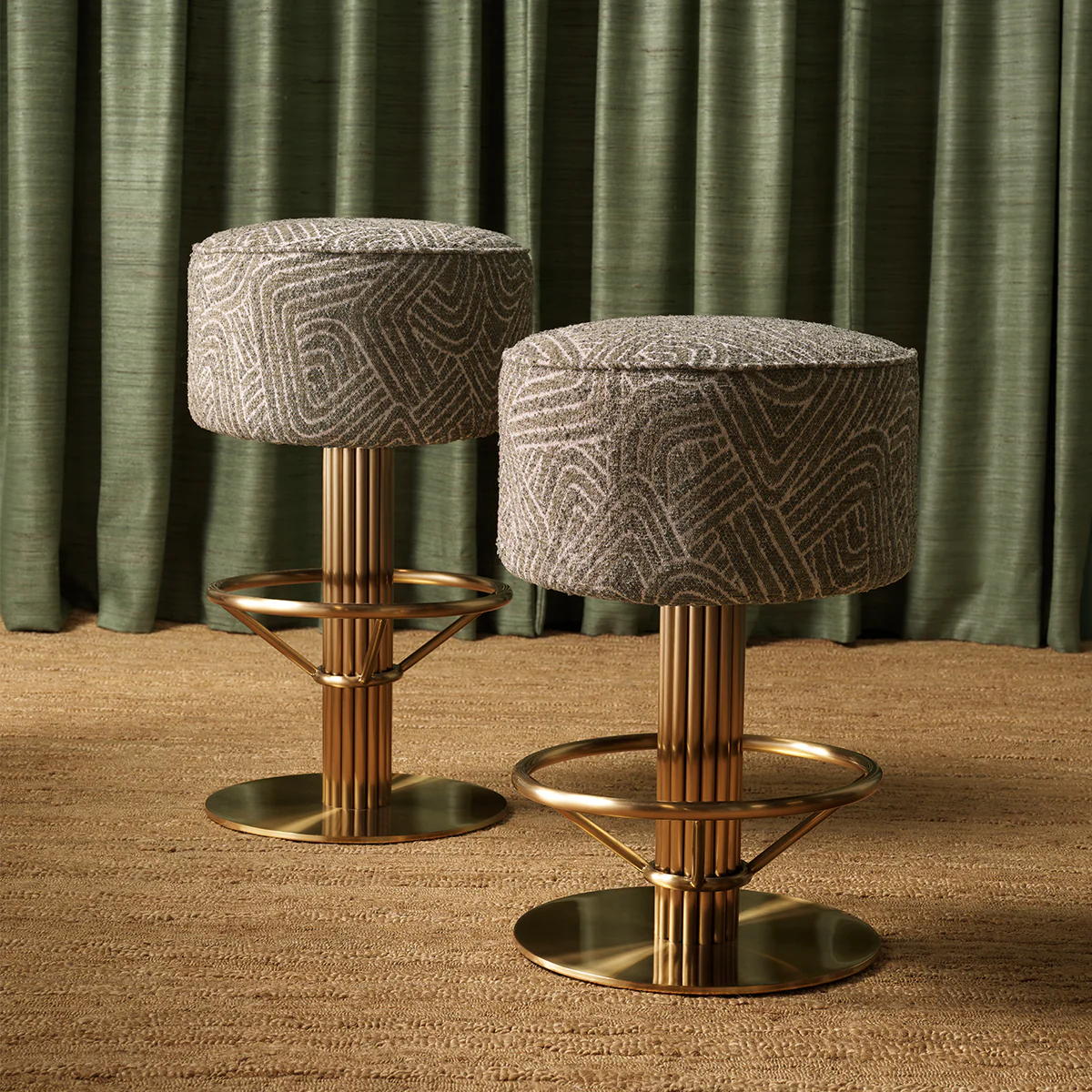 Eichholtz Carelton - Swivel Bar Stool, Fabric - Image 9