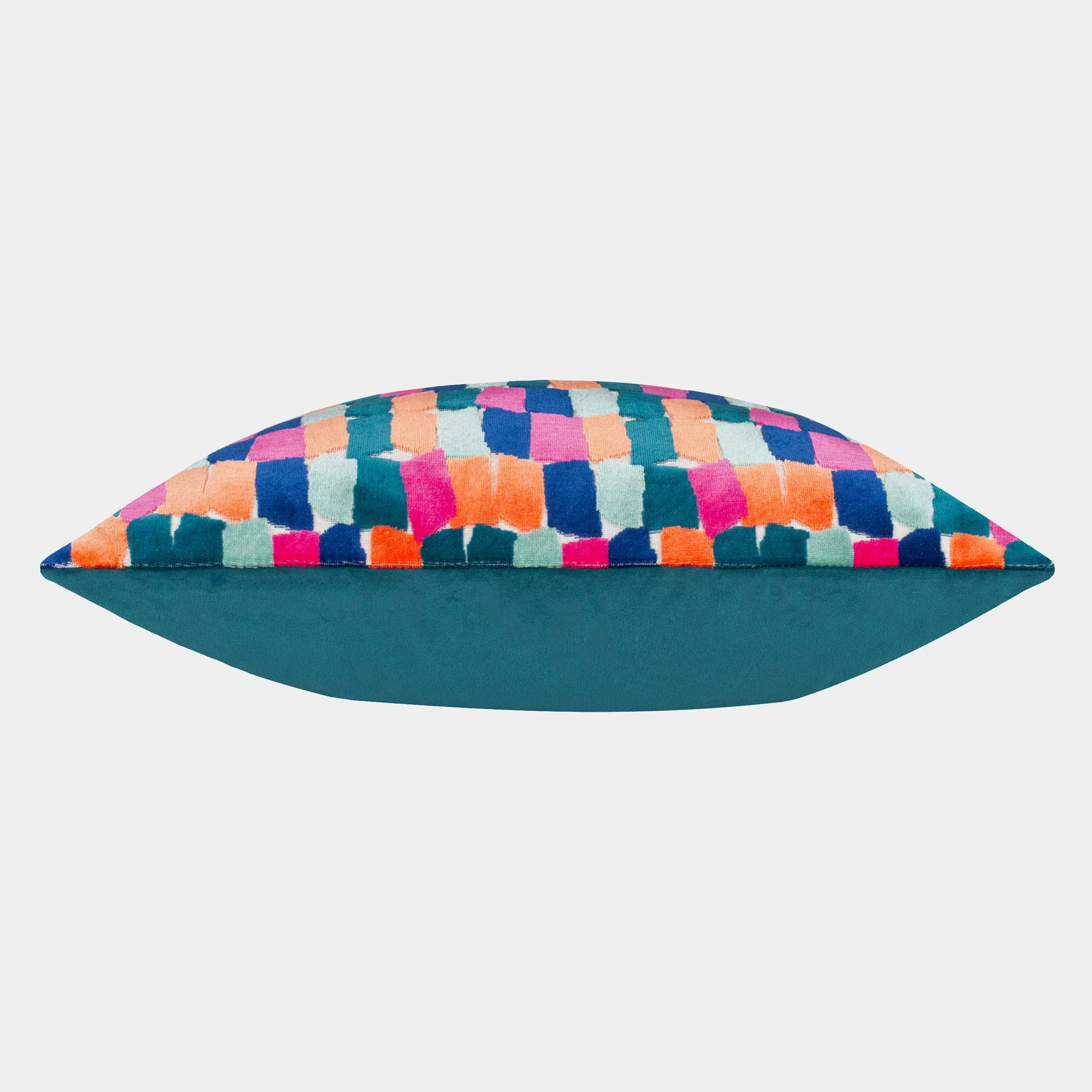 Blocks Velvet - Teal Cushion 45x45cm - Image 4