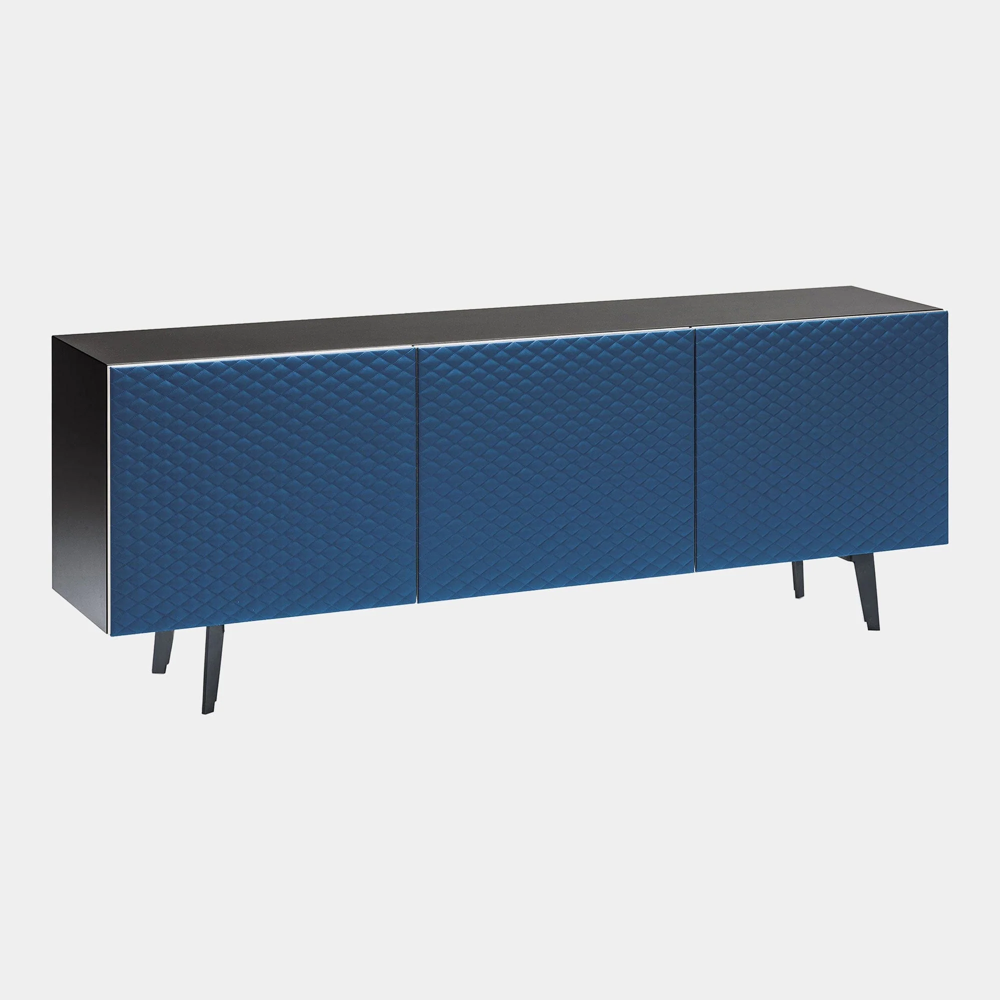 Cattelan Italia Absolut - 3 Door Sideboard, Blue Leather Doors