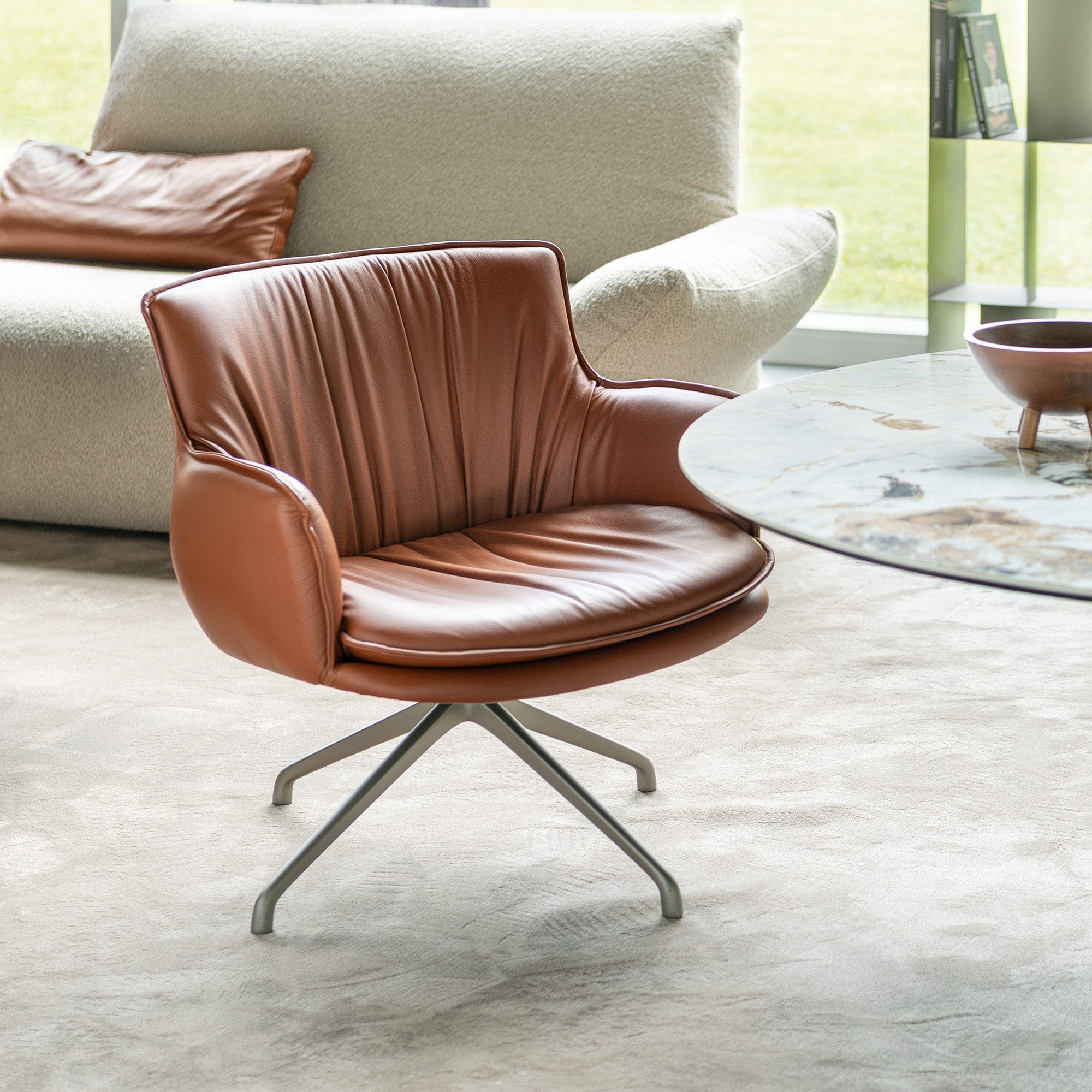 Cattelan Italia Rhonda - Lounge Accent Swivel Chair, Soft Leather - Image 2