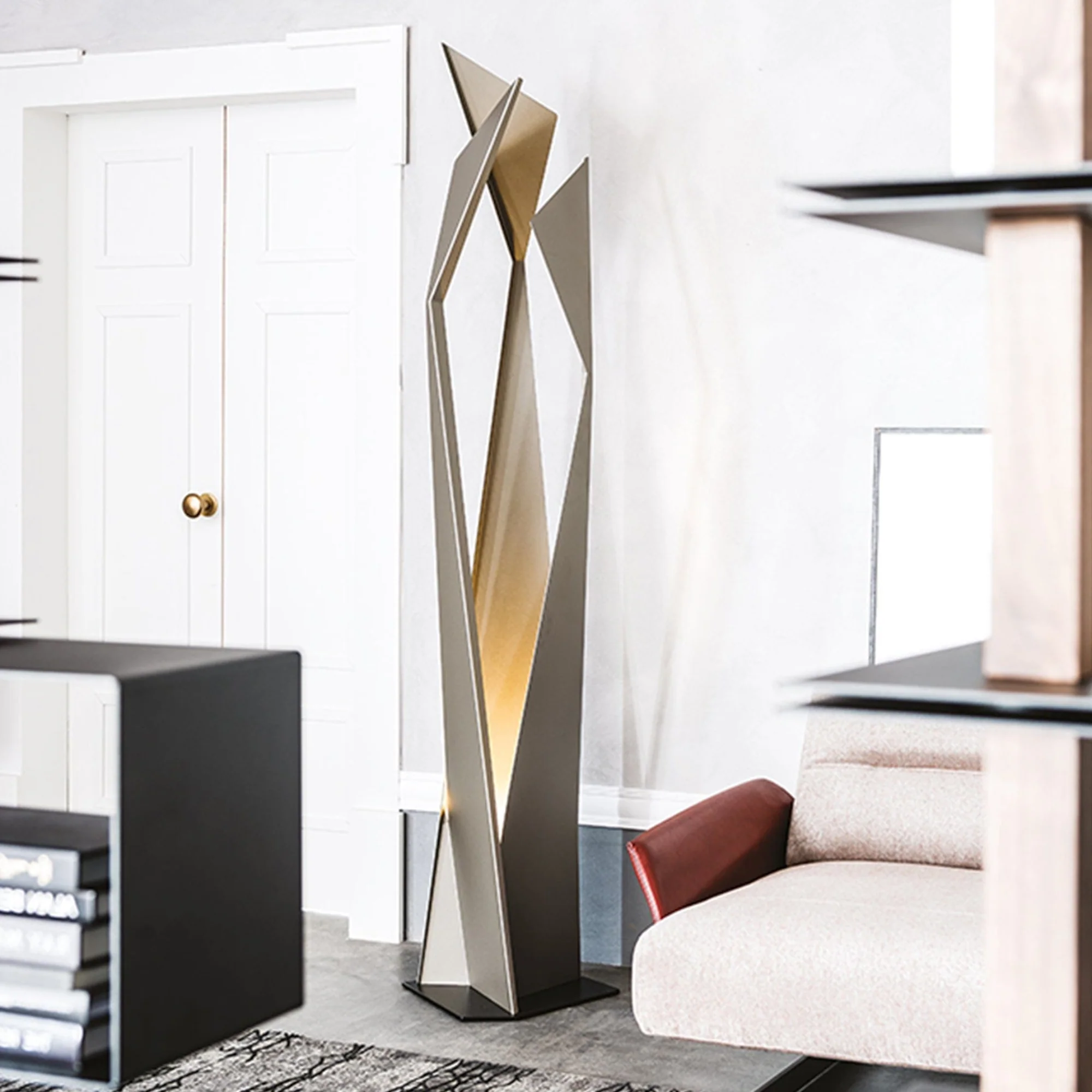 Cattelan Italia Thriller - Floor Lamp, Embossed Titanium