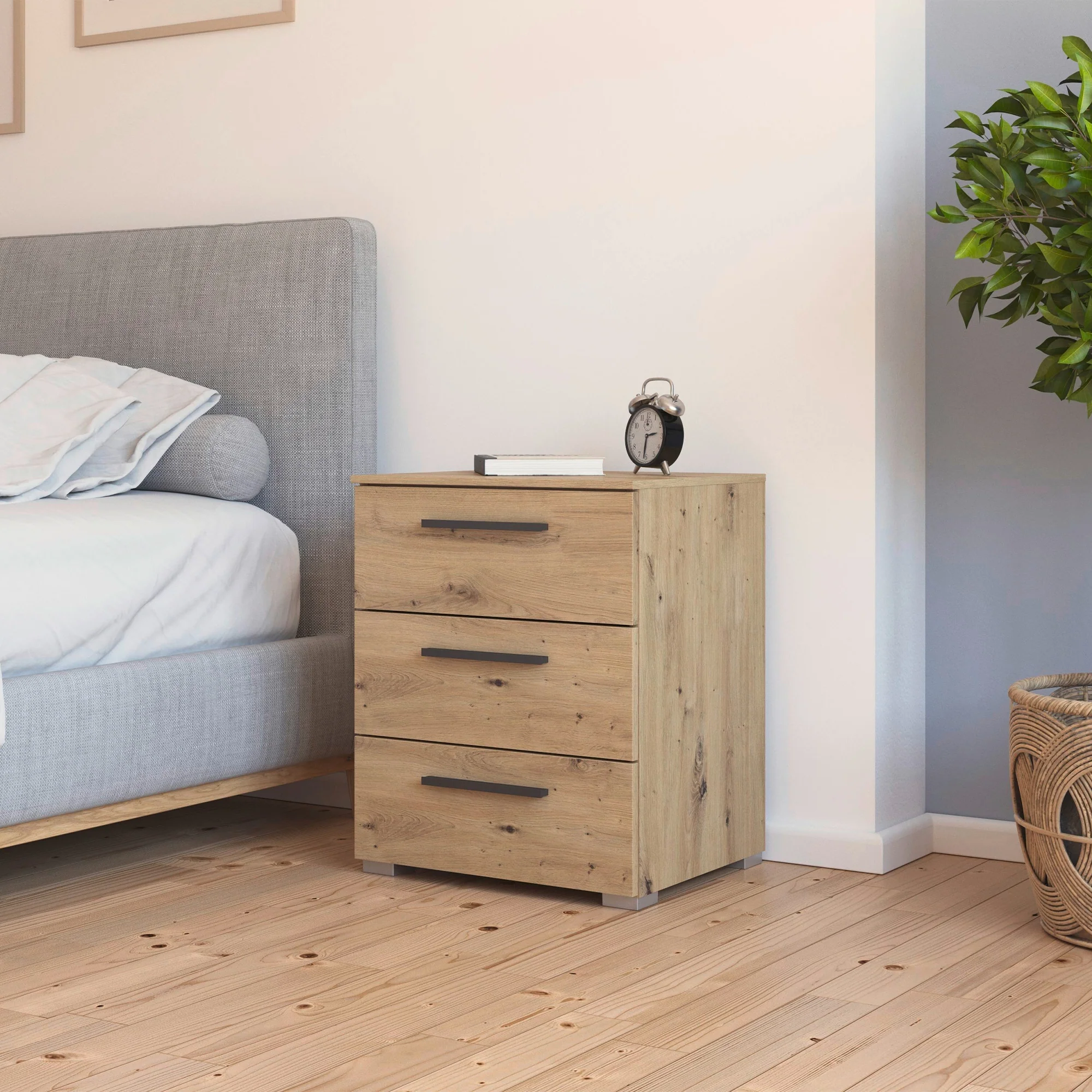 Charlton - 3 Drawer Bedside Table, Large - Image 2