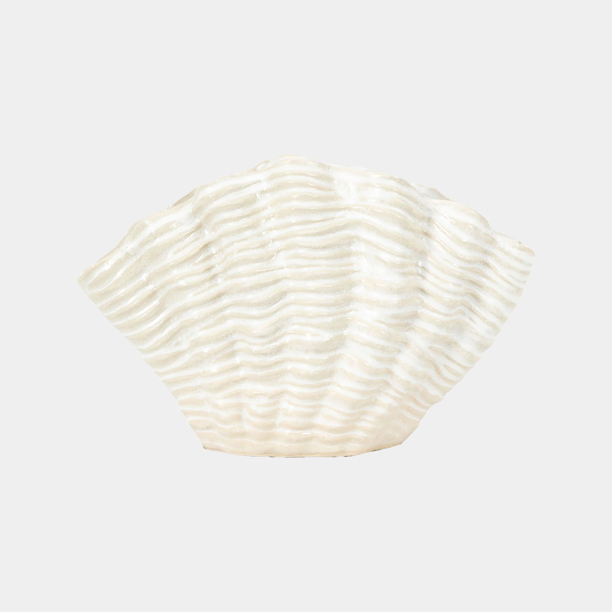 Clam - Ceramic Vase, White