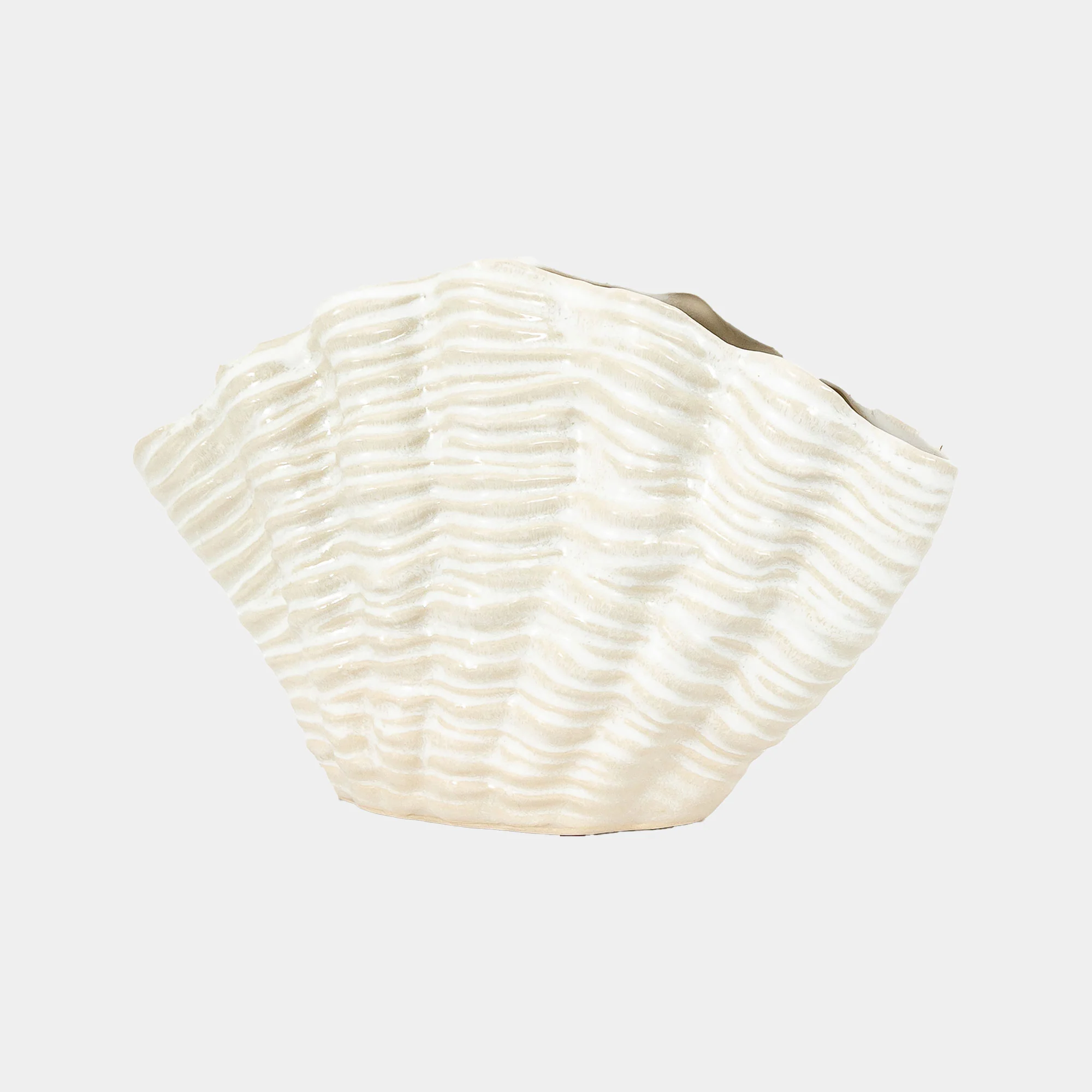 Clam - Ceramic Vase, White - Image 3