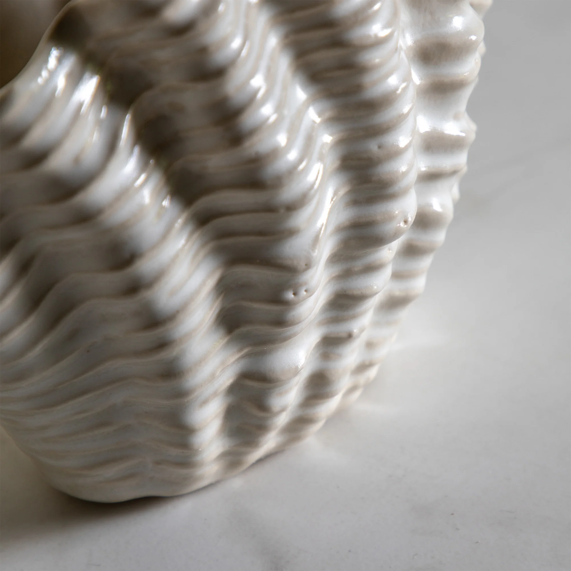 Clam - Ceramic Vase, White - Image 6