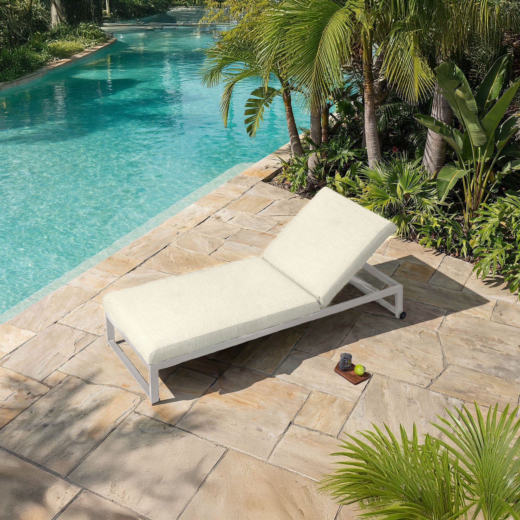 Coral Gables - Sun Lounger With Wheels, Natural - Image 3