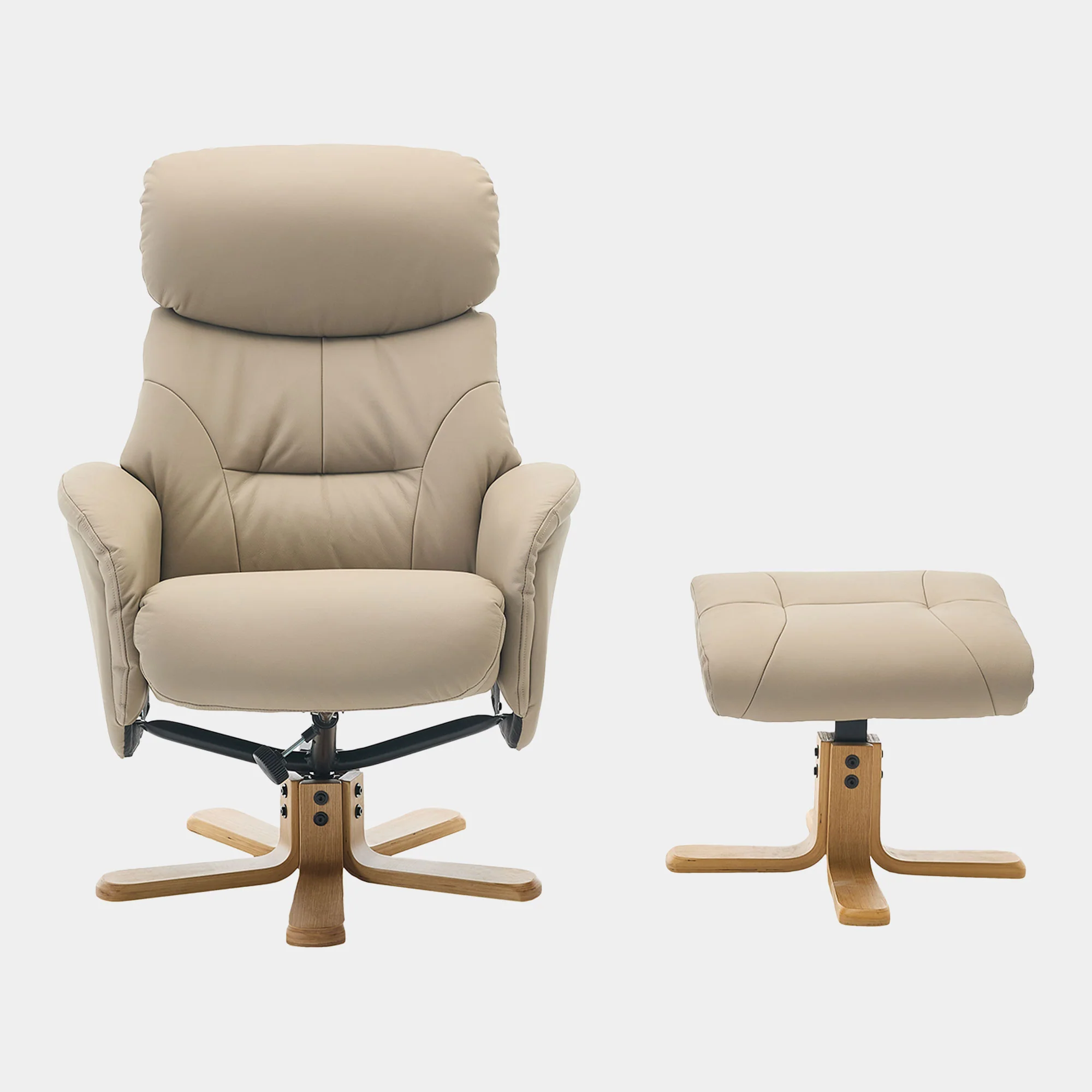 Cortina - Swivel Chair With Footstool, Leather - Image 3