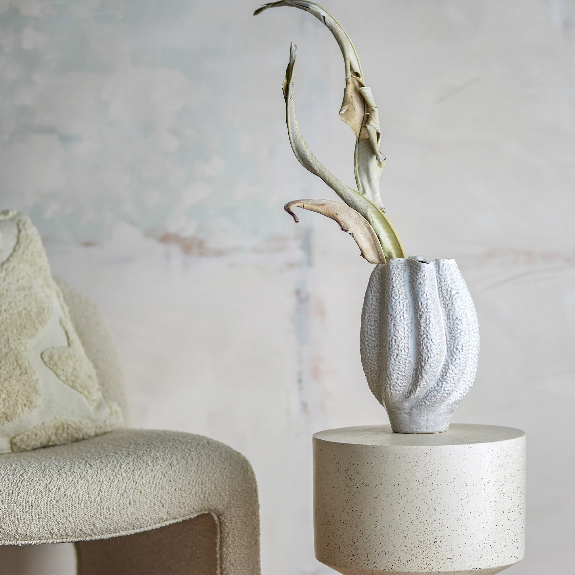 Cove - Stoneware Vase, White - Image 2