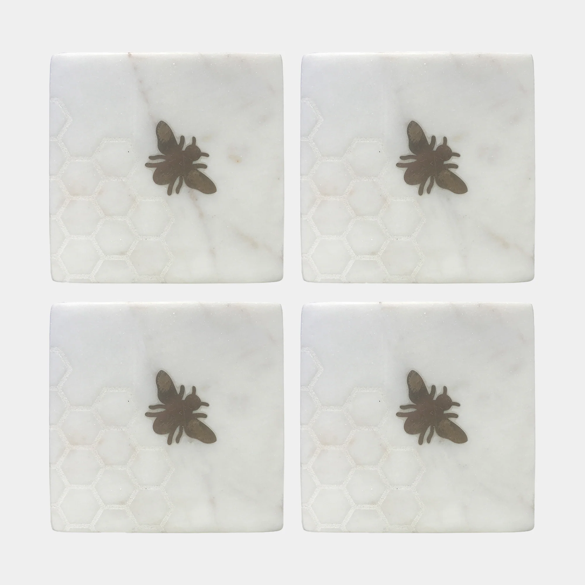 Culinary Concepts Bee - Marble Coasters, Set of 4