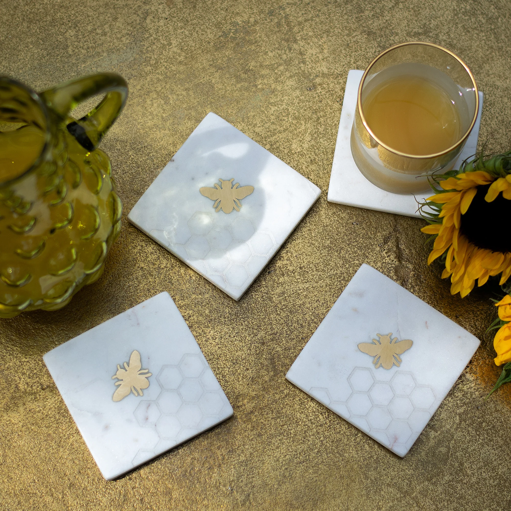 Culinary Concepts Bee - Marble Coasters, Set of 4 - Image 2