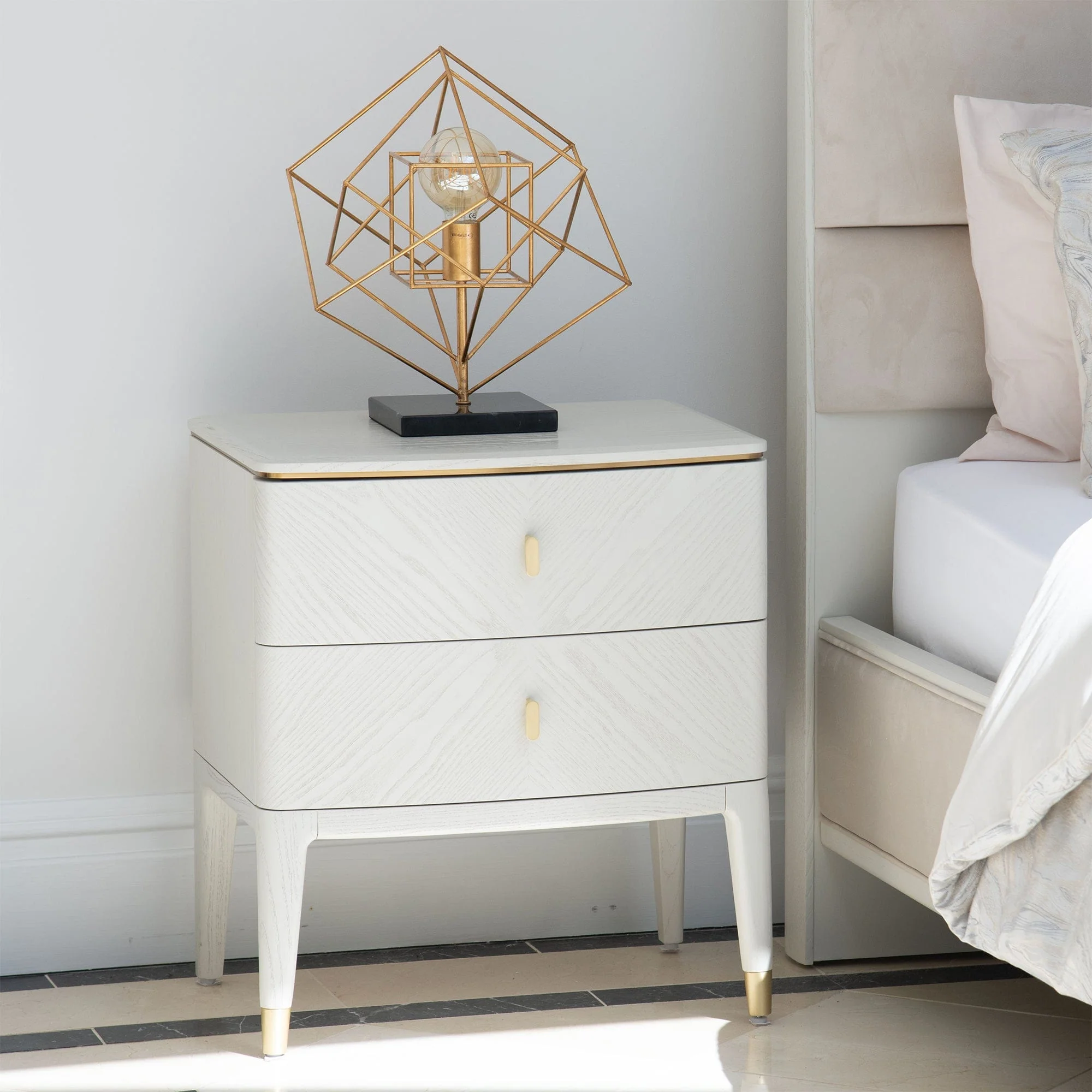 Dynasty Stone - 2 Drawer Bedside Table - Image 3