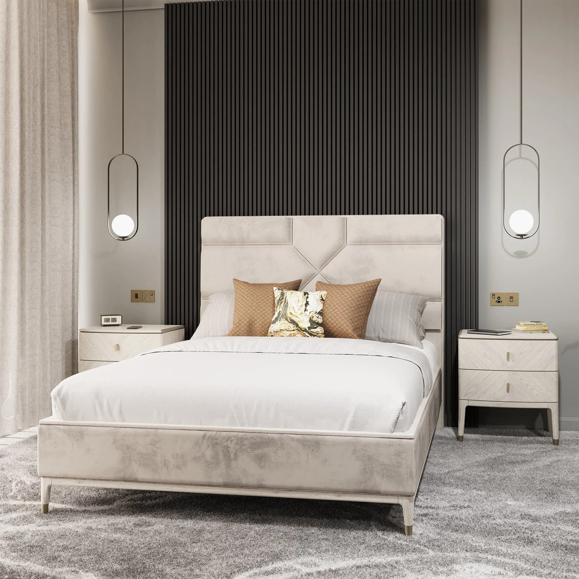Dynasty Stone - 2 Drawer Bedside Table - Image 2