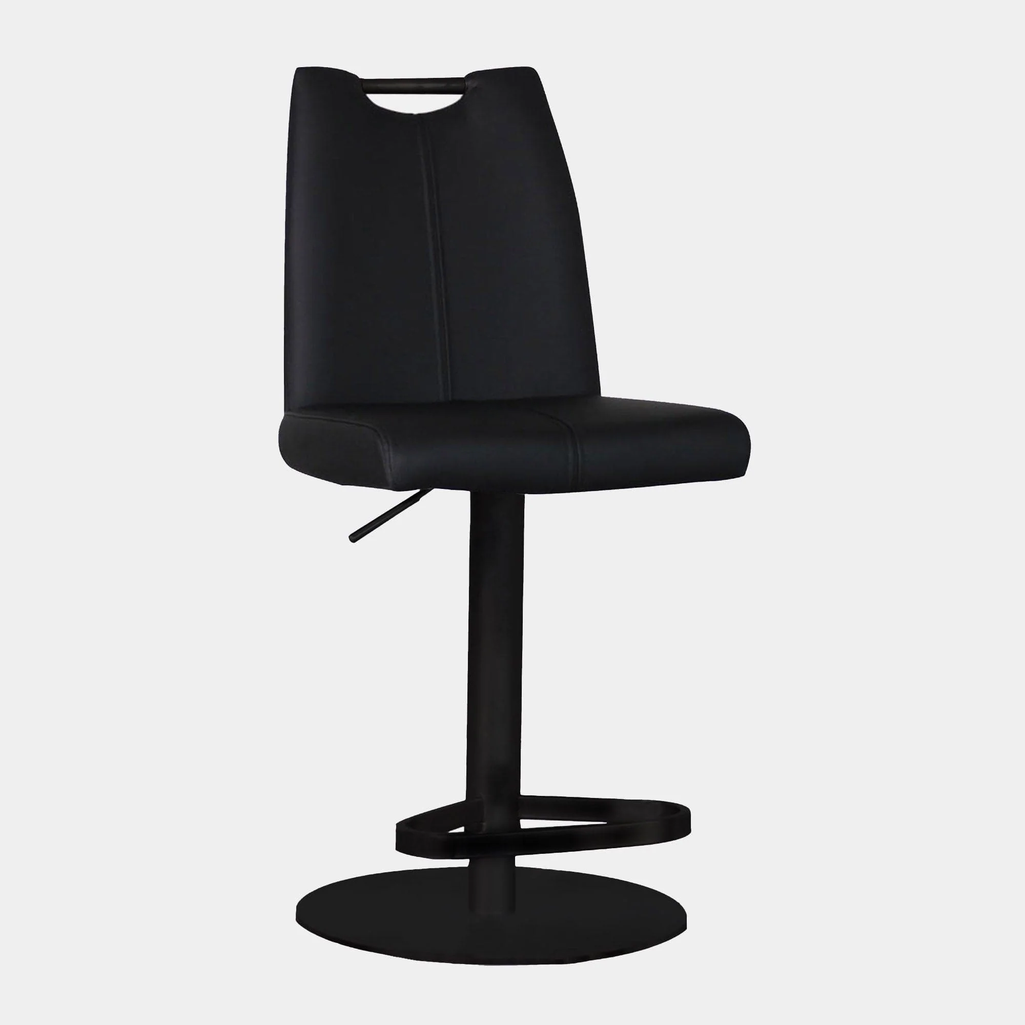 Ede - Swivel Bar Stool, Black Metal & Faux Leather - Image 3