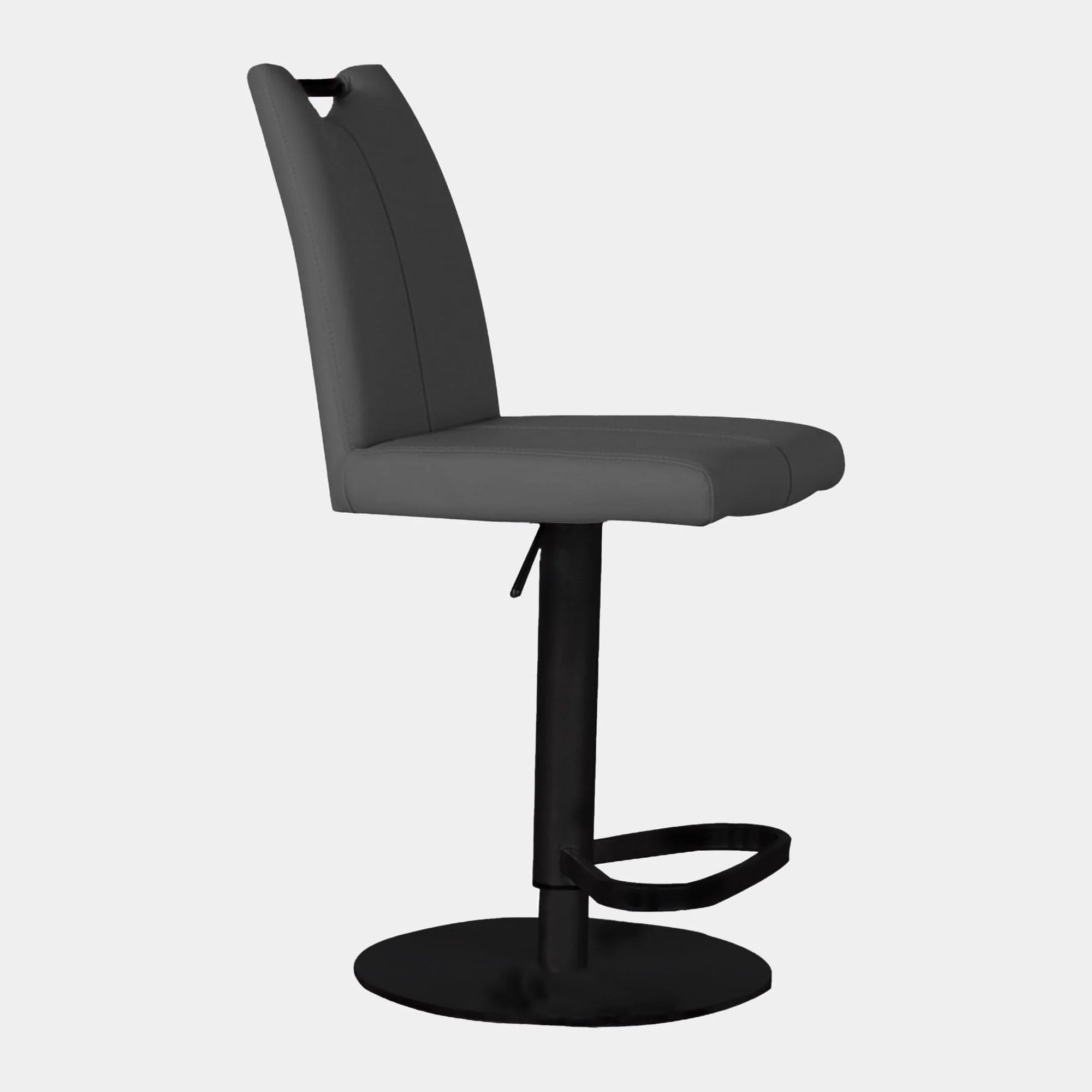 Ede - Swivel Bar Stool, Black Metal & Faux Leather - Image 6