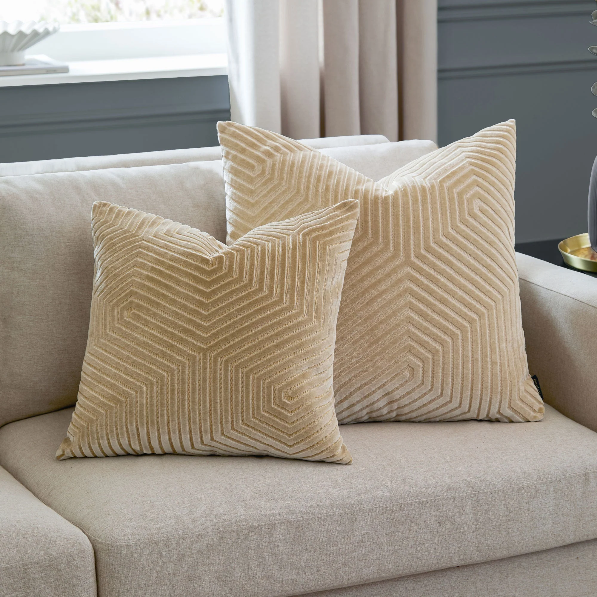 Evoke Velvet - Ivory Cushion 45x45cm - Image 2