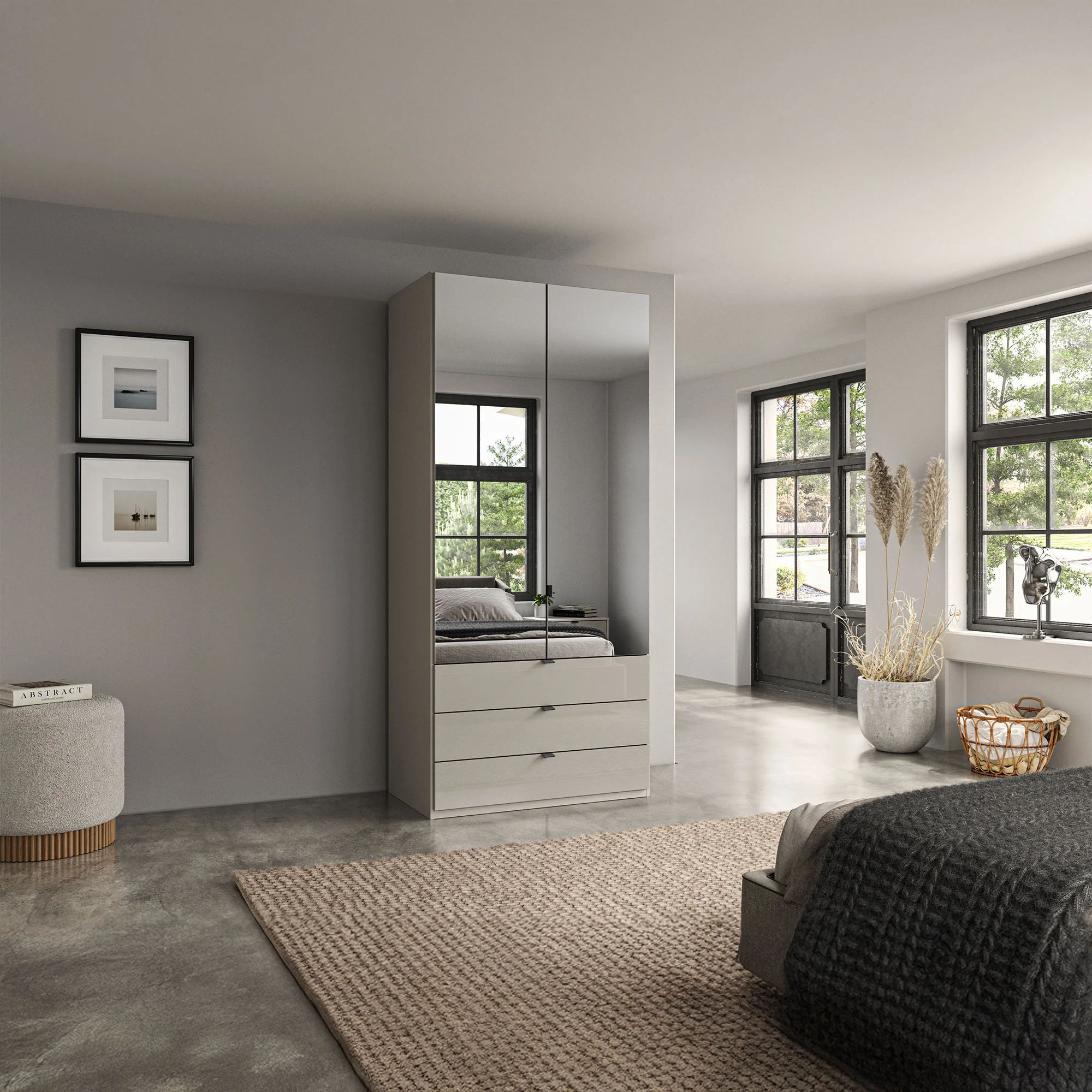 Florida - 2 Door Combi Mirrored Wardrobe - Image 10