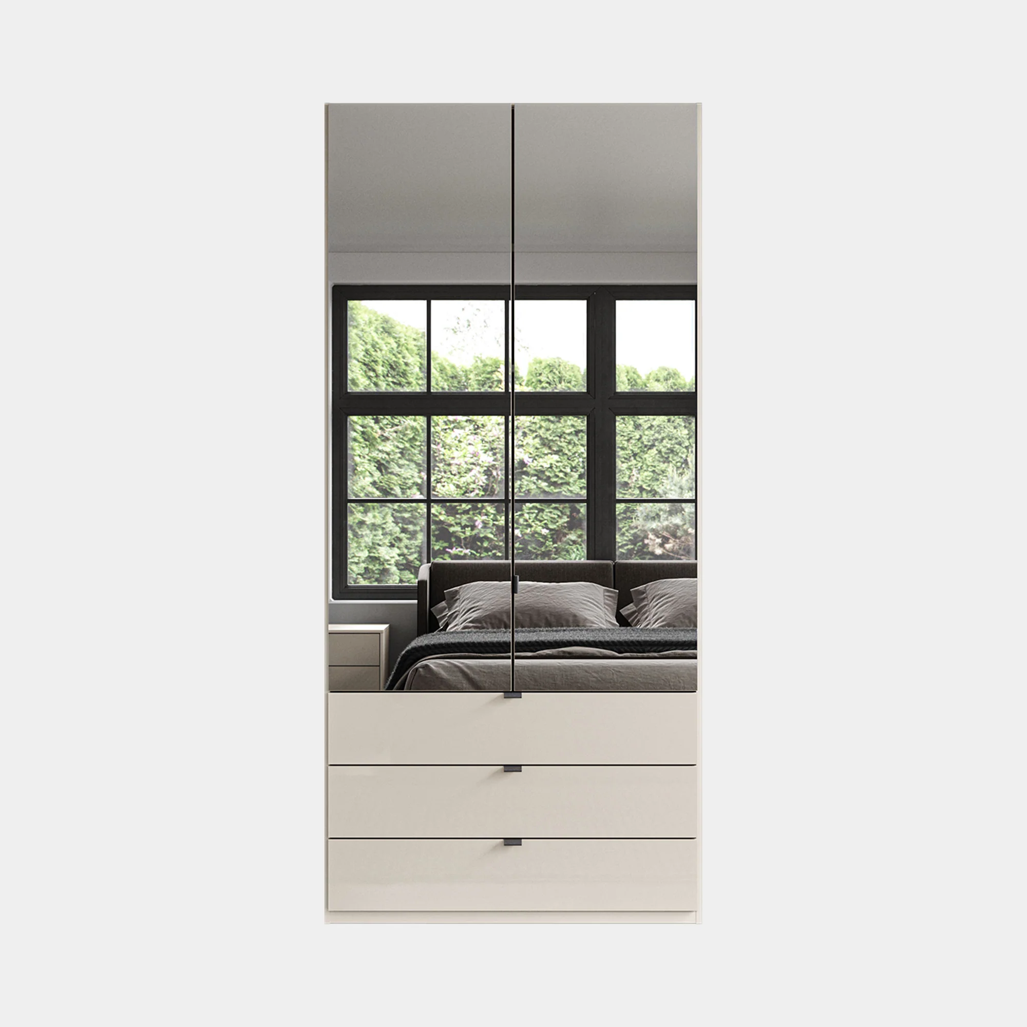 Florida - 2 Door Combi Mirrored Wardrobe - Image 3