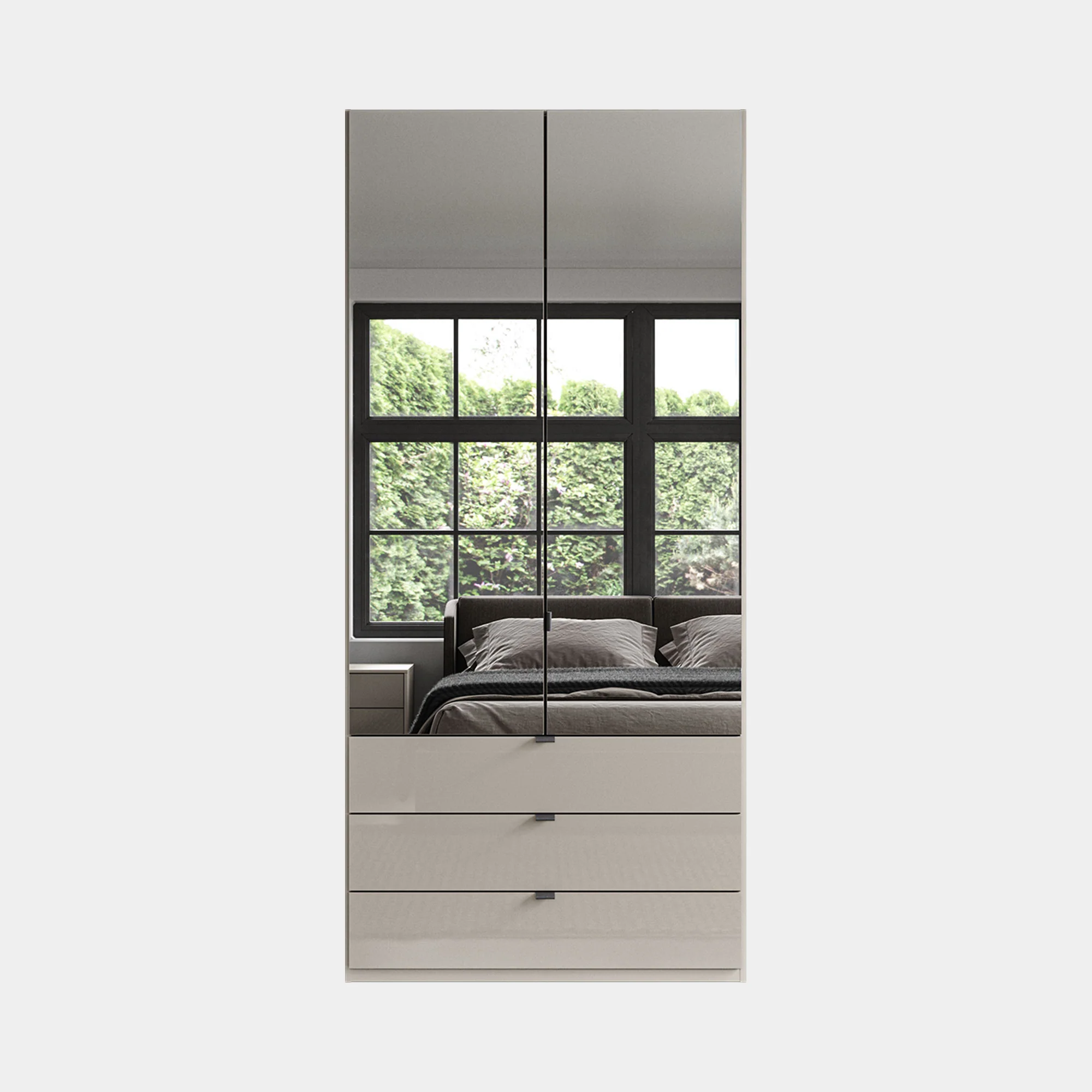 Florida - 2 Door Combi Mirrored Wardrobe - Image 5