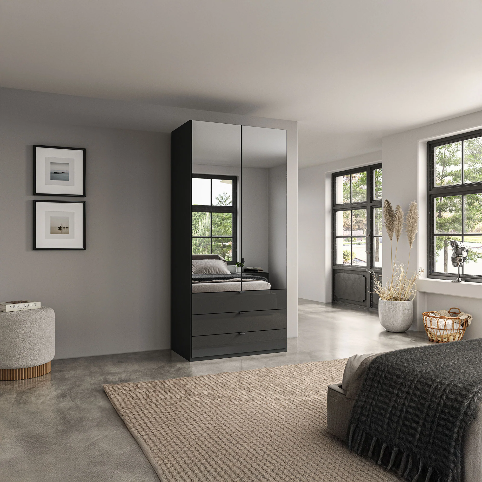 Florida - 2 Door Combi Mirrored Wardrobe - Image 6