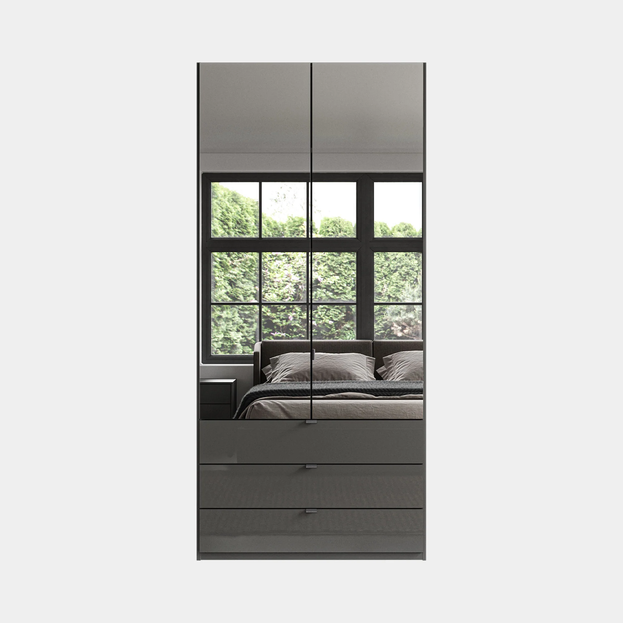 Florida - 2 Door Combi Mirrored Wardrobe - Image 7