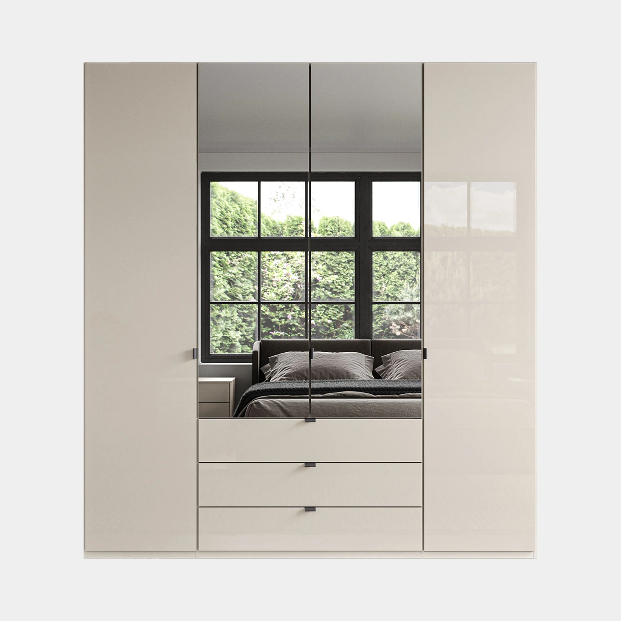 Florida - 4 Door Combi Mirrored Wardrobe - Image 3