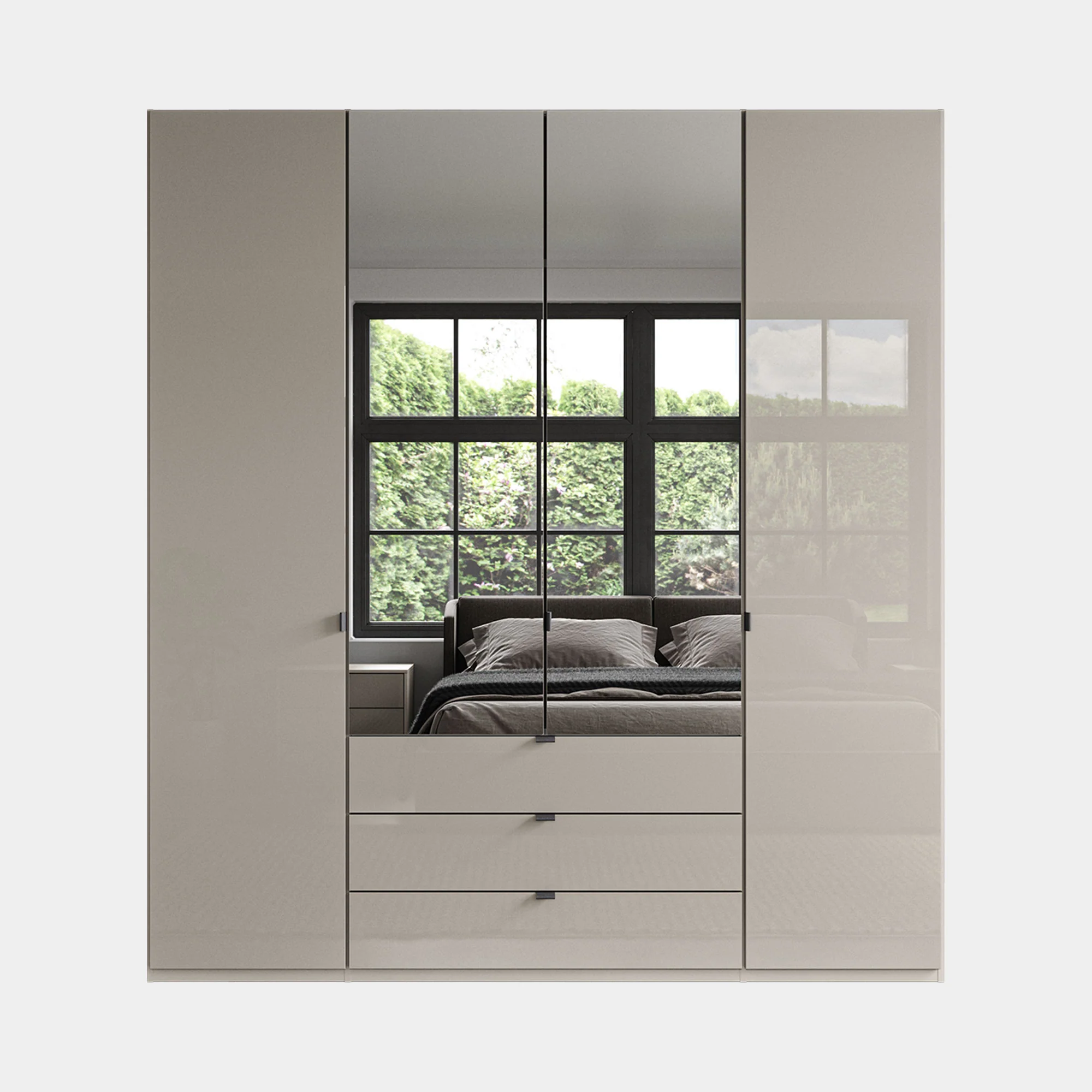 Florida - 4 Door Combi Mirrored Wardrobe - Image 4