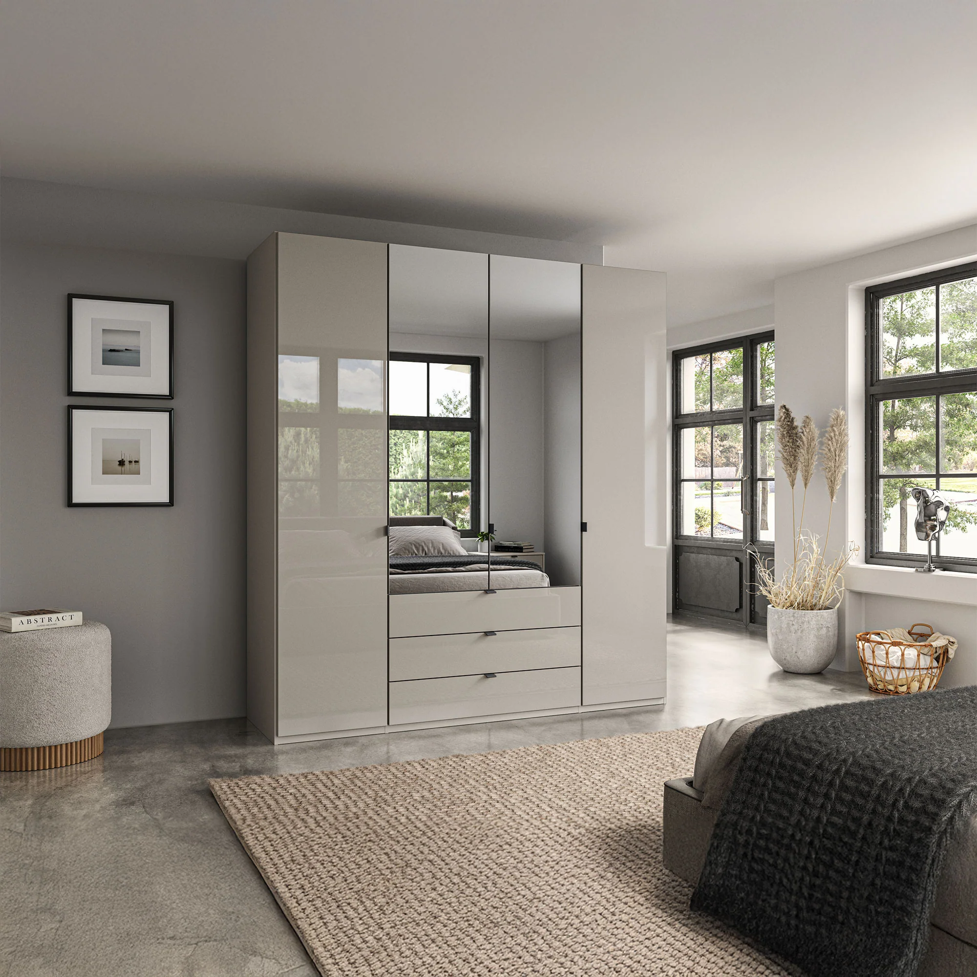 Florida - 4 Door Combi Mirrored Wardrobe - Image 5