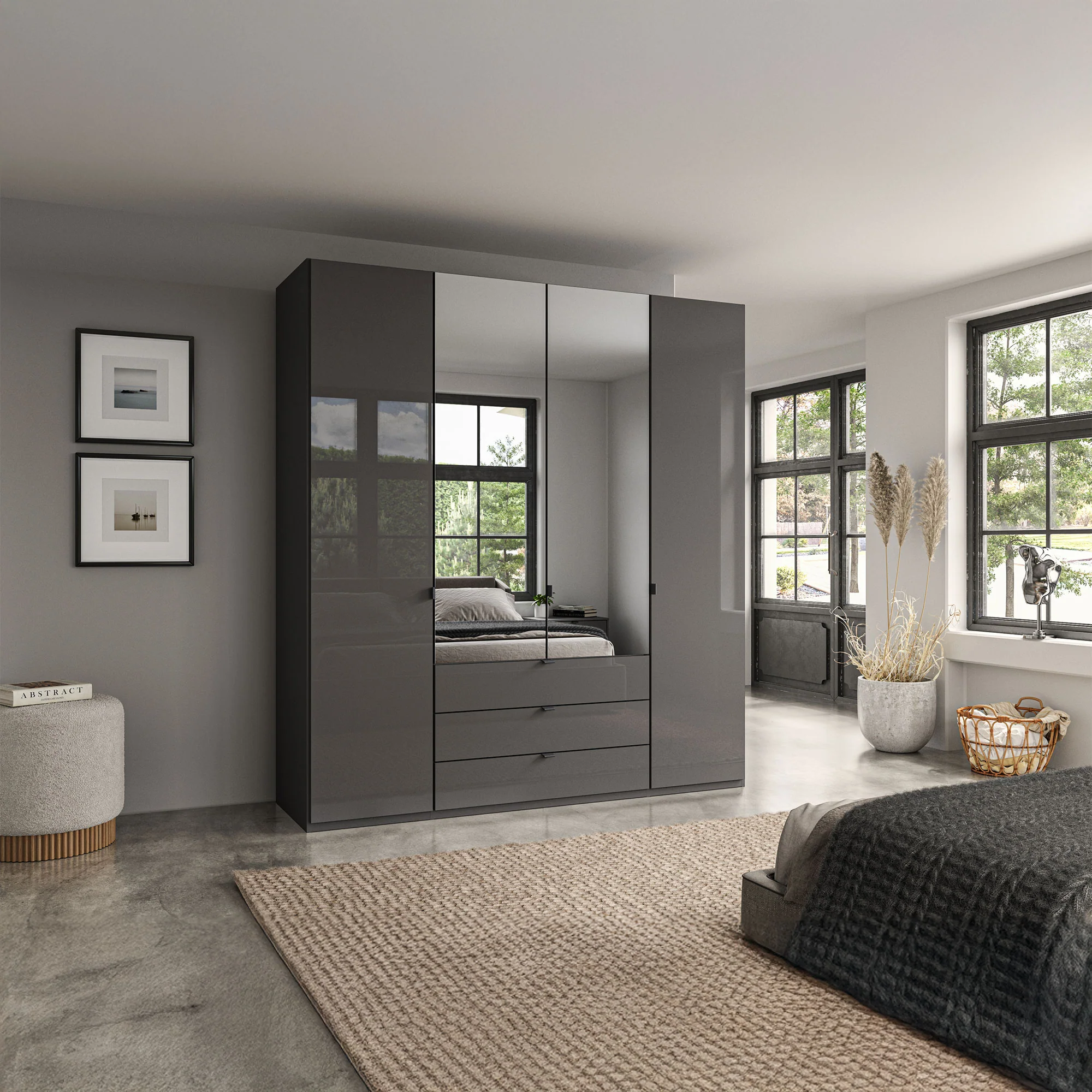 Florida - 4 Door Combi Mirrored Wardrobe - Image 7