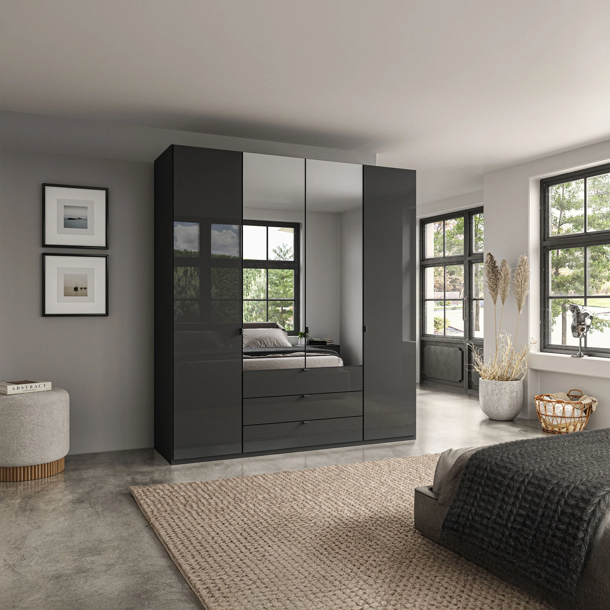 Florida - 4 Door Combi Mirrored Wardrobe - Image 9