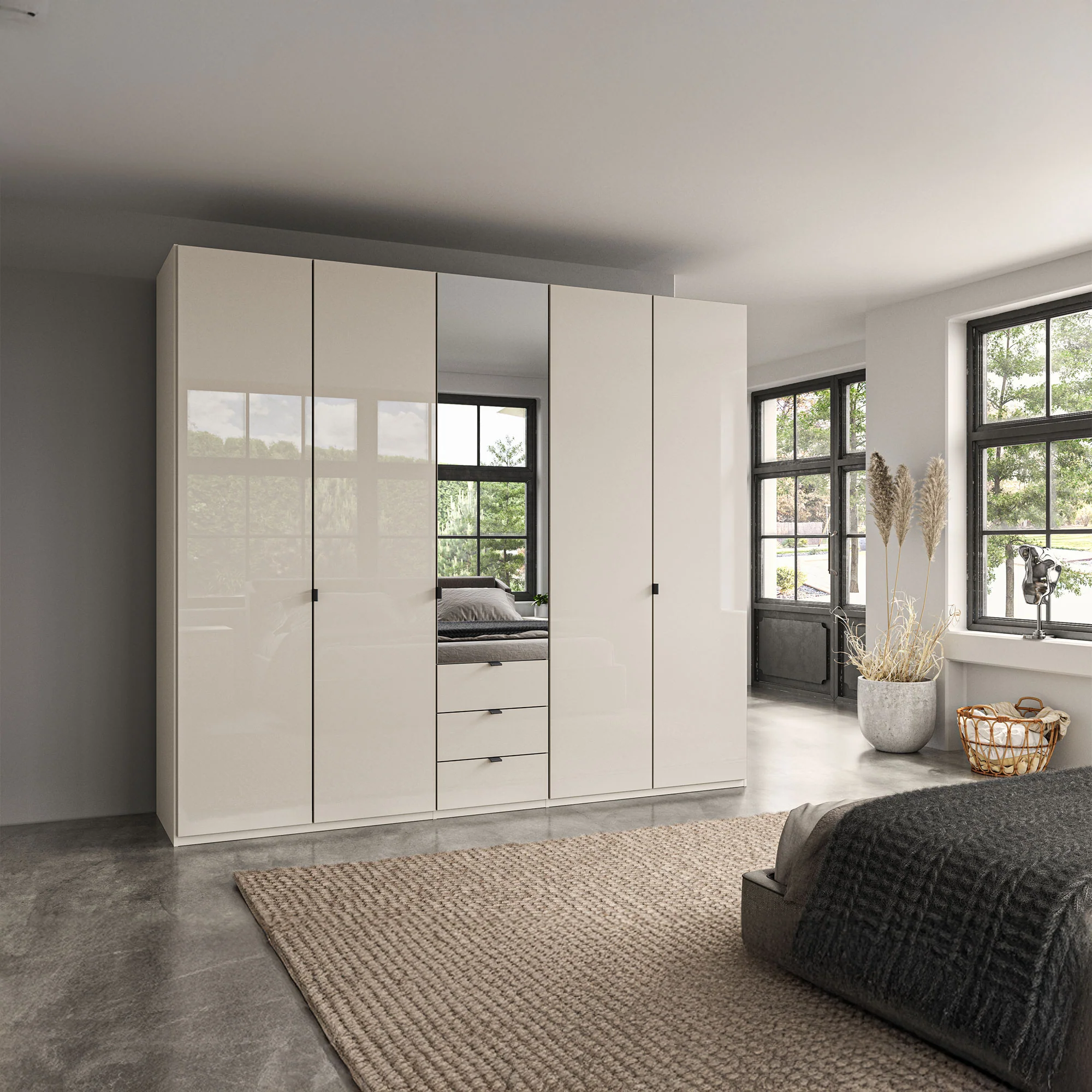 Florida - 5 Door Combi Mirrored Wardrobe - Image 6
