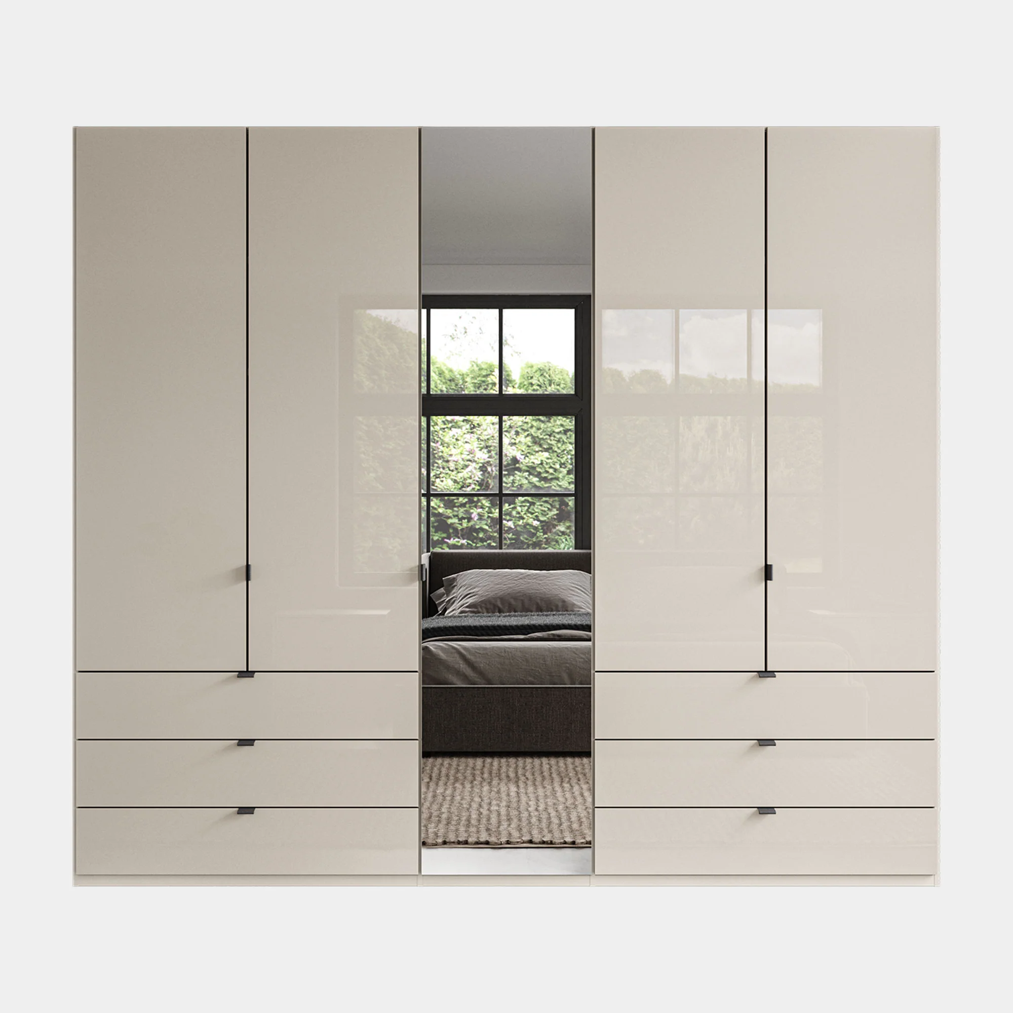 Florida - 5 Door Combi Mirrored Wardrobe - Image 7
