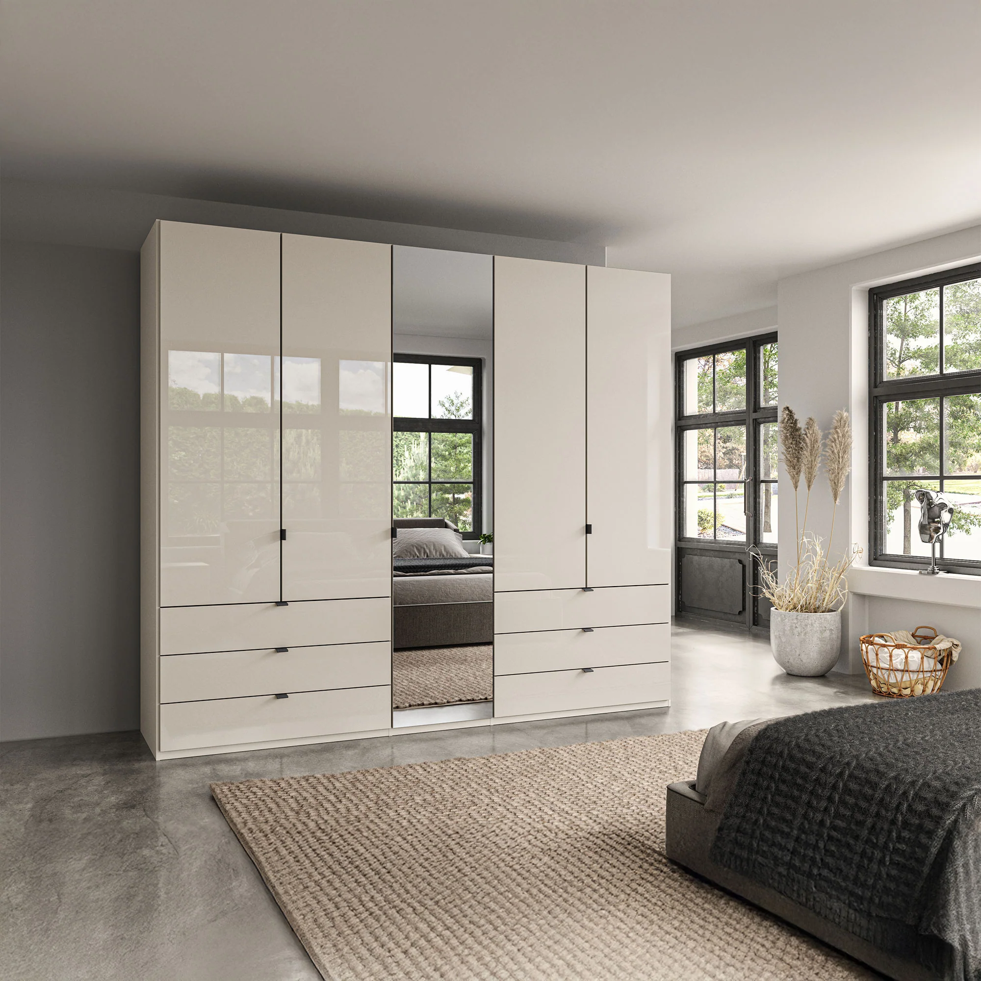 Florida - 5 Door Combi Mirrored Wardrobe - Image 8