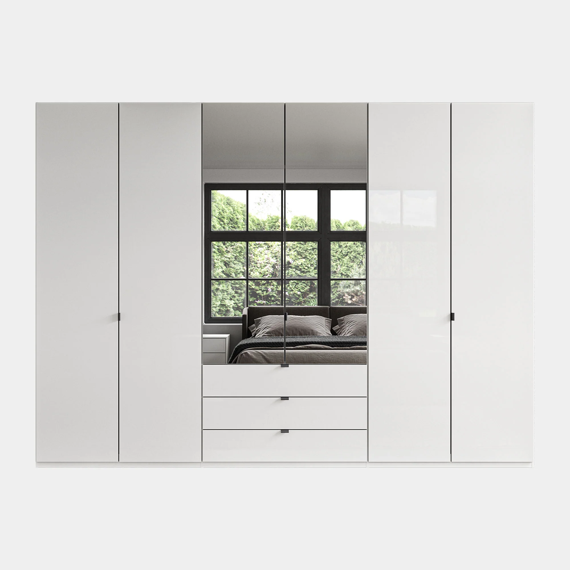 Florida - 6 Door Combi Mirrored Wardrobe