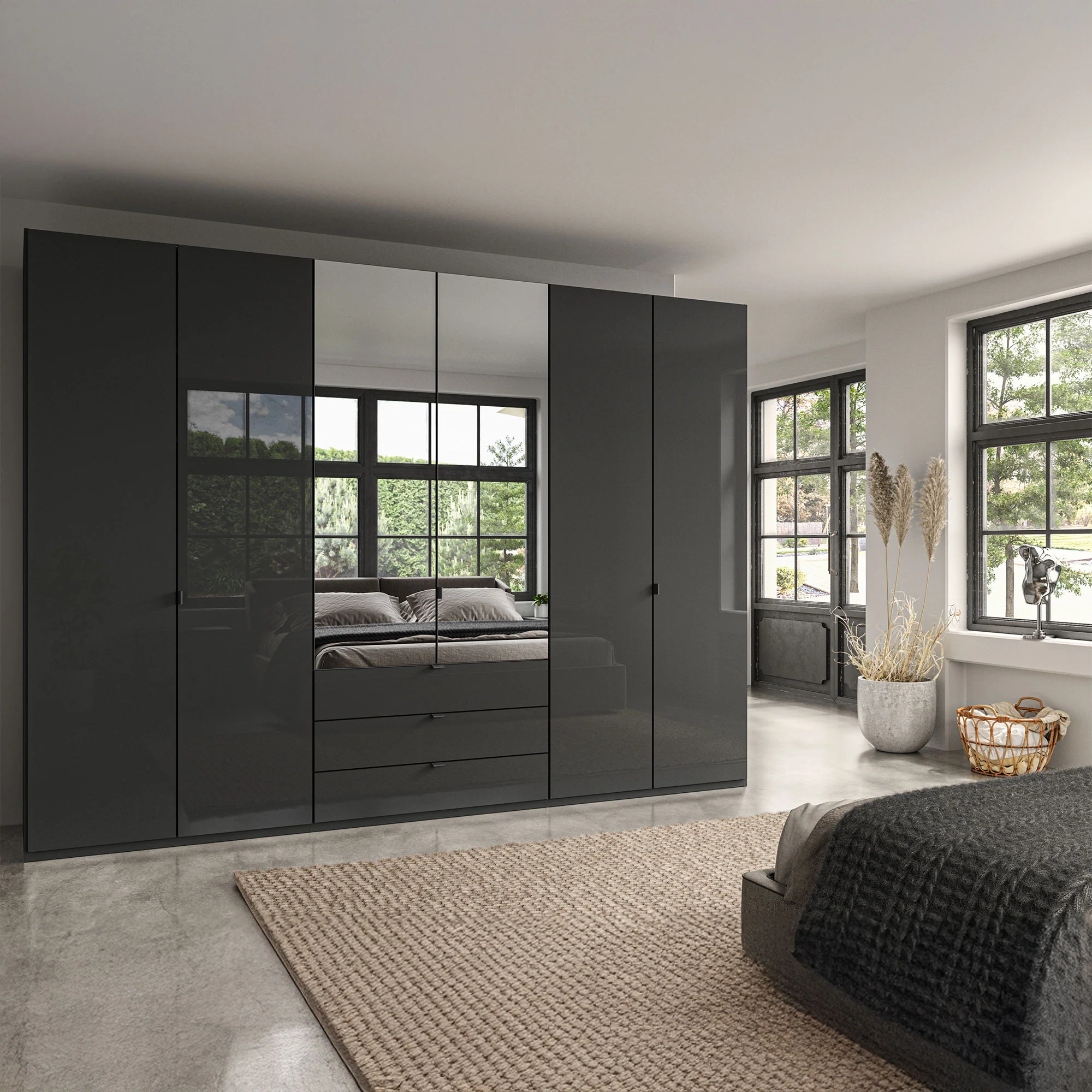 Florida - 6 Door Combi Mirrored Wardrobe - Image 10