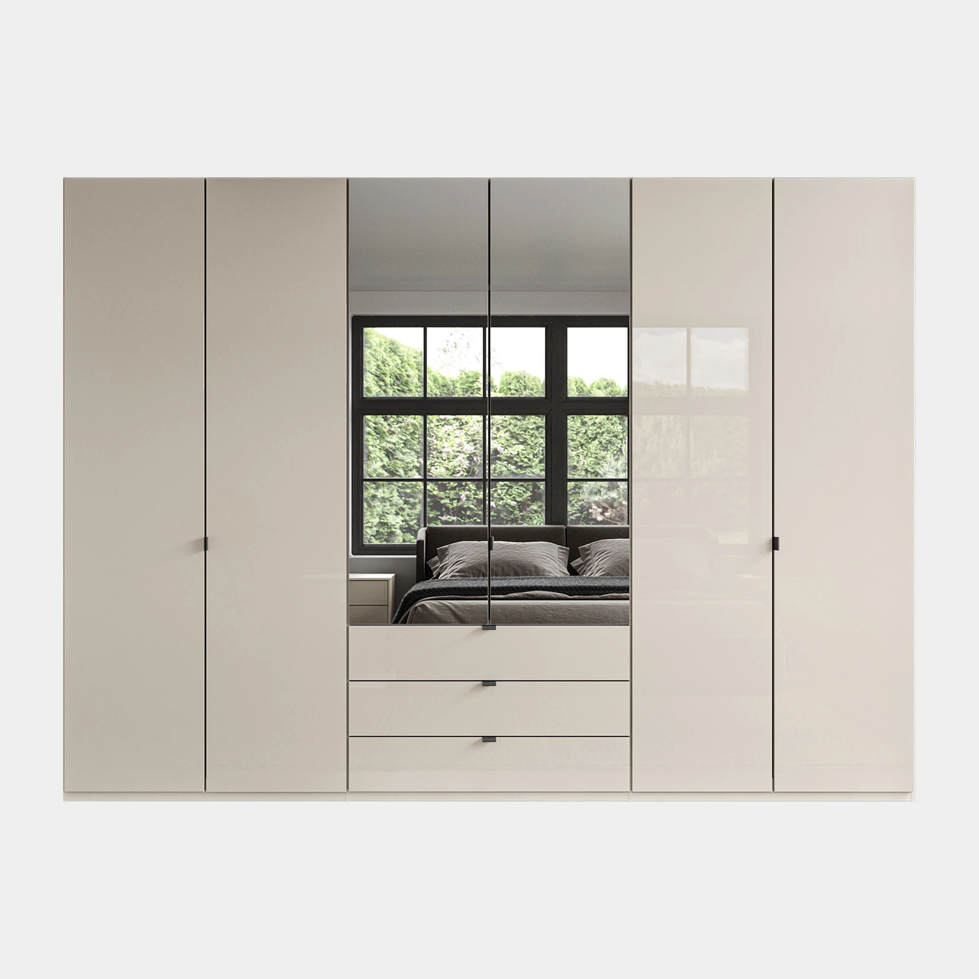 Florida - 6 Door Combi Mirrored Wardrobe - Image 3