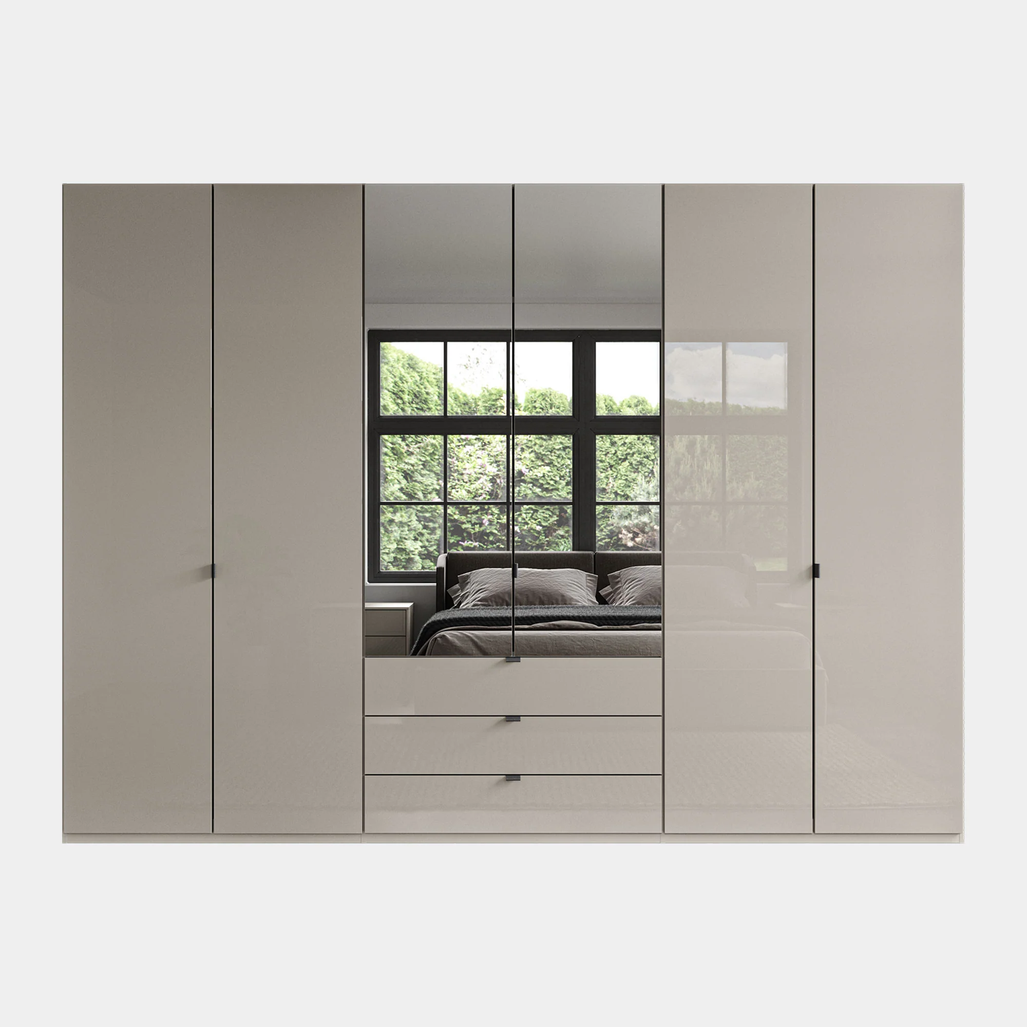 Florida - 6 Door Combi Mirrored Wardrobe - Image 5