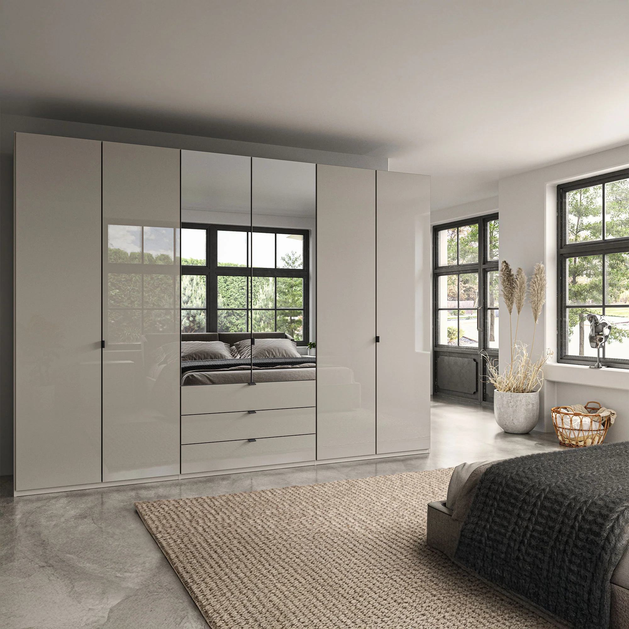 Florida - 6 Door Combi Mirrored Wardrobe - Image 6