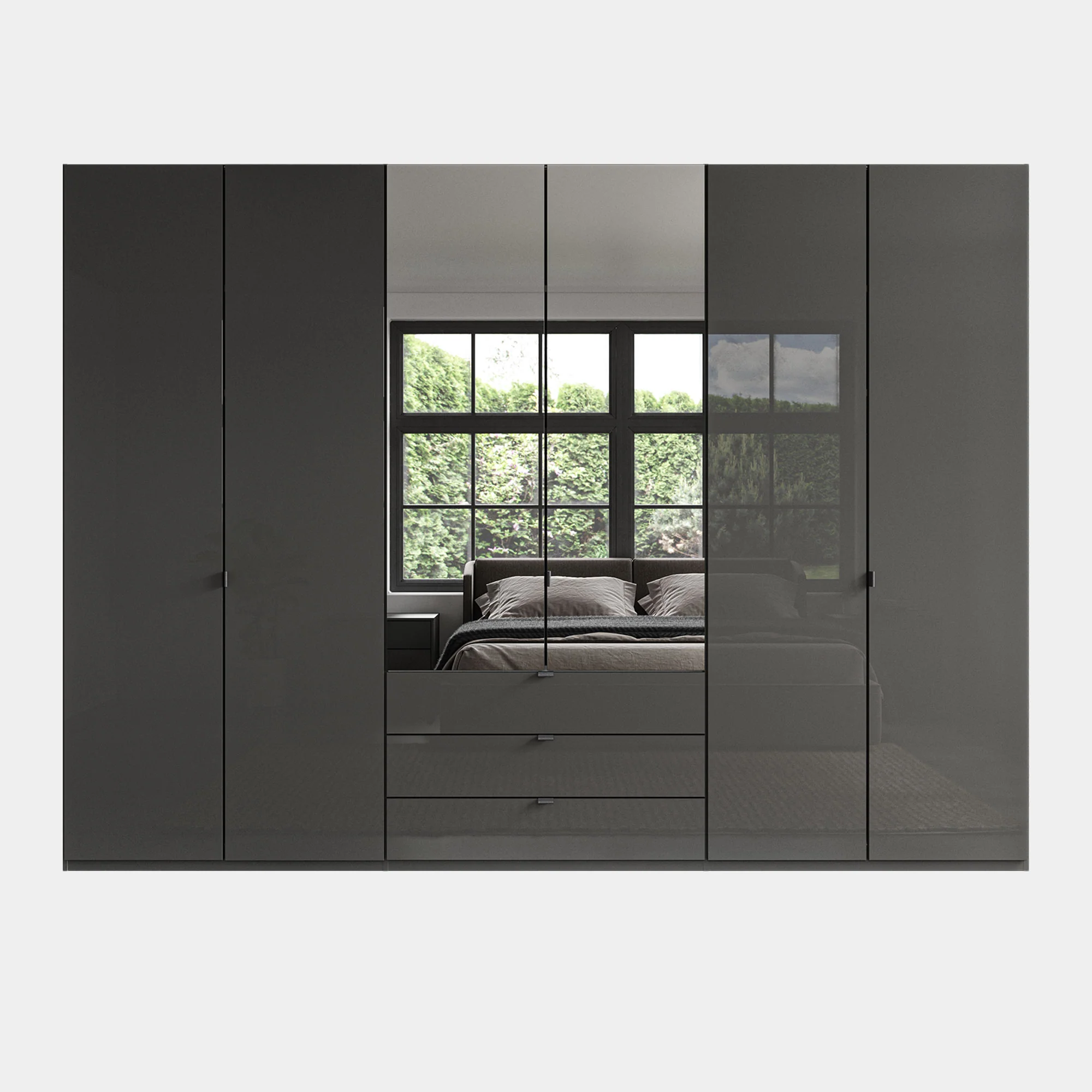 Florida - 6 Door Combi Mirrored Wardrobe - Image 7
