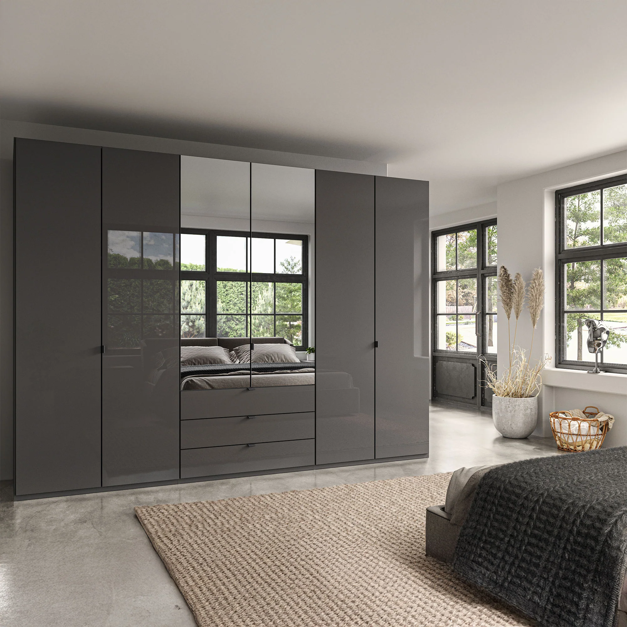 Florida - 6 Door Combi Mirrored Wardrobe - Image 8