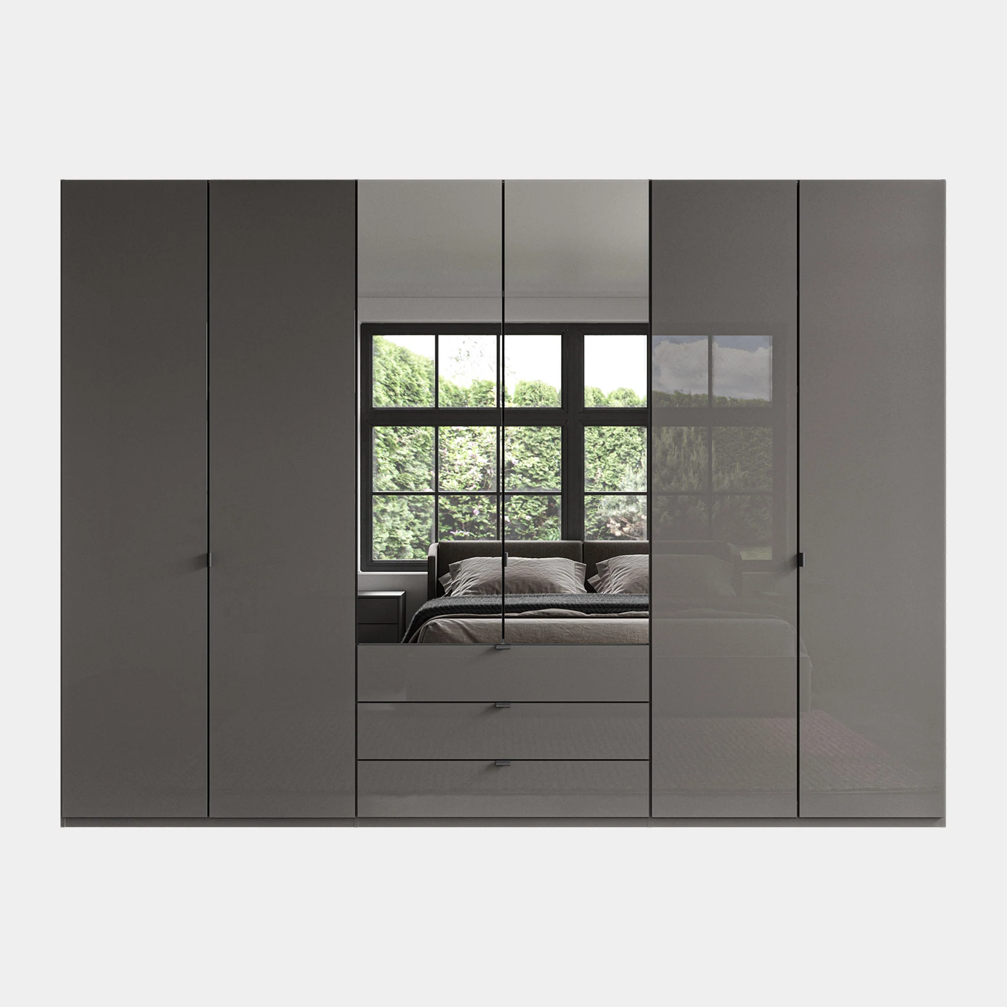 Florida - 6 Door Combi Mirrored Wardrobe - Image 9