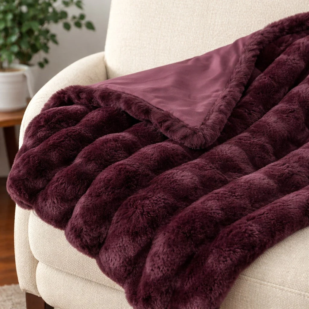 Glam Aubergine - Faux Fur Throw 150x200cm - Image 2
