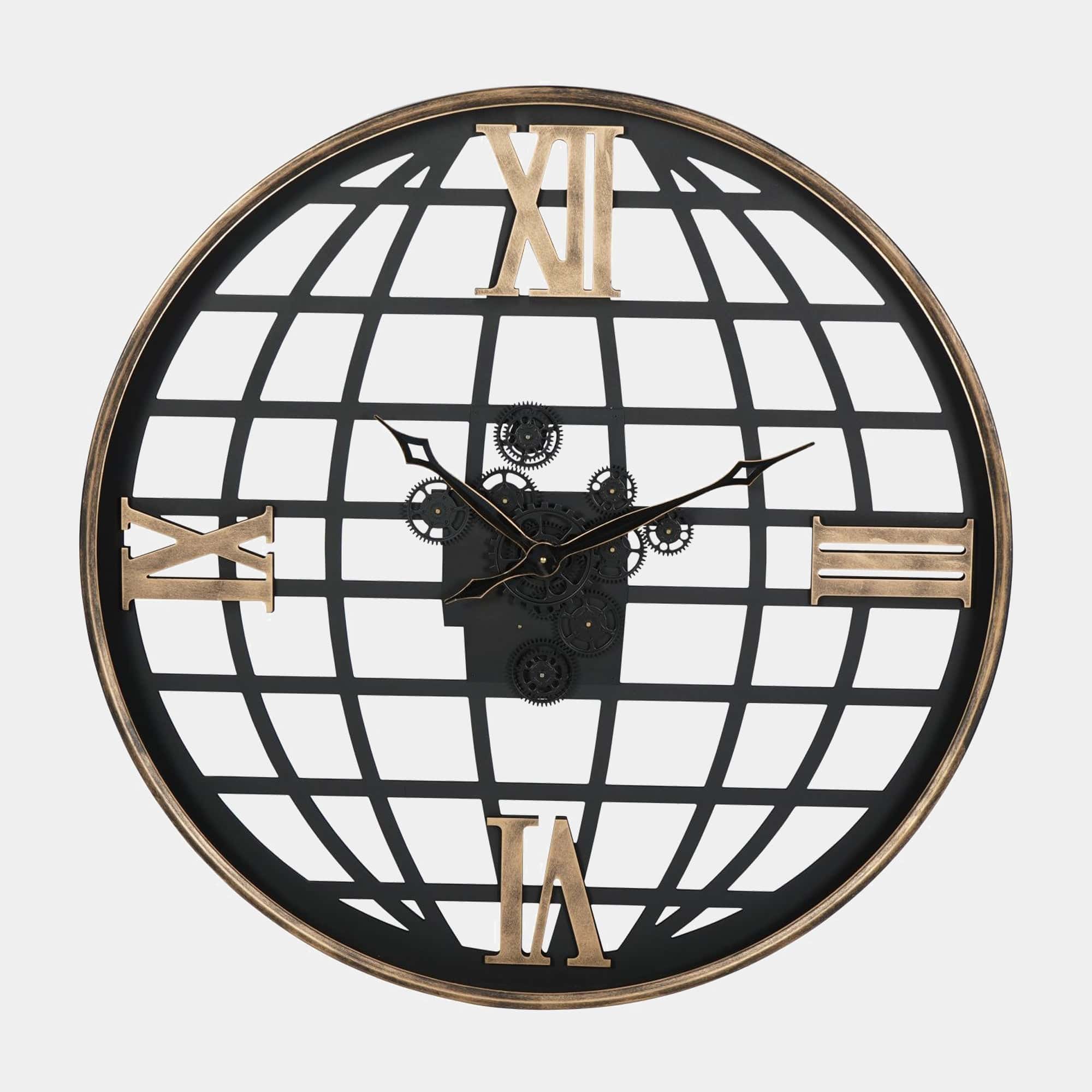 Globe - Wall Clock, Black & Gold