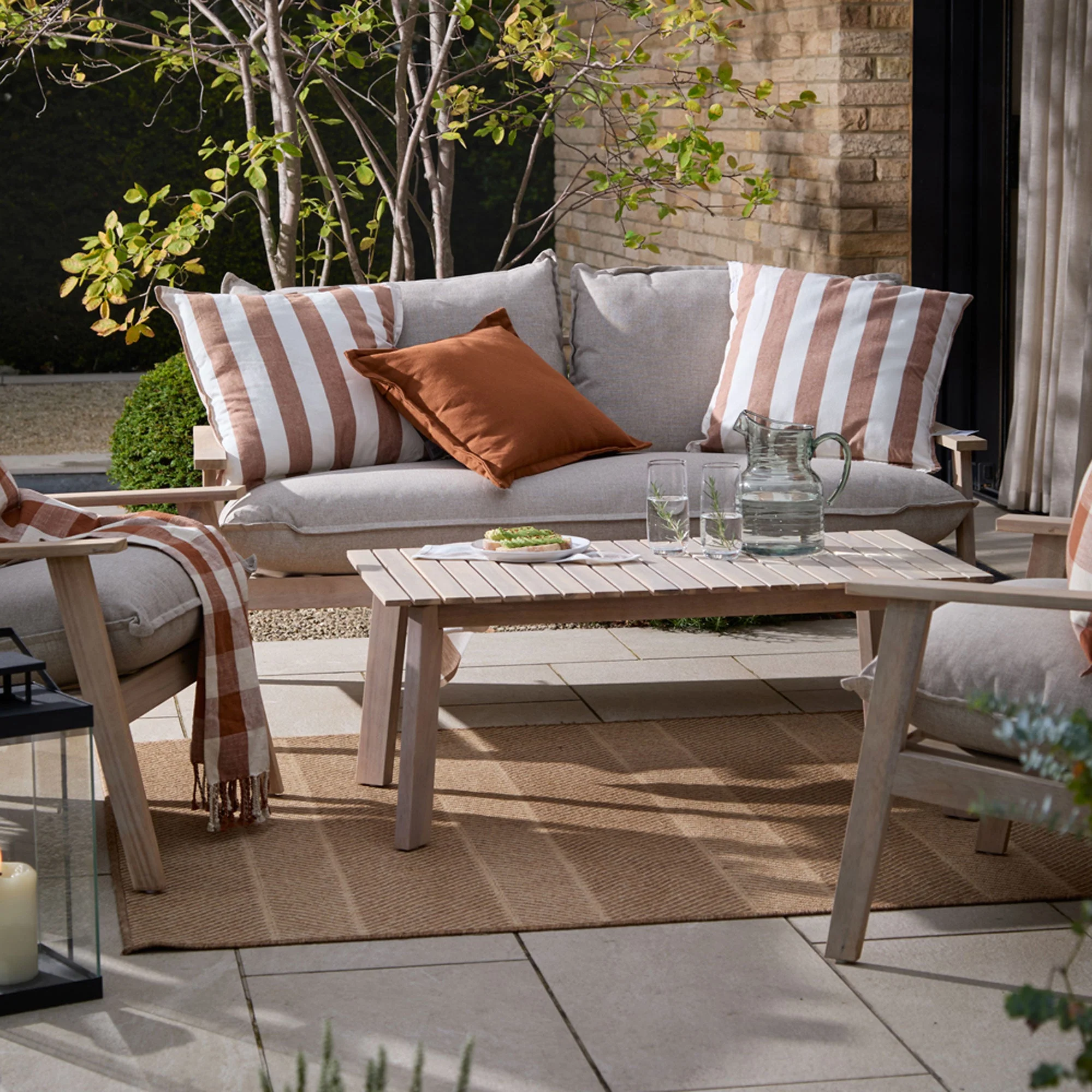 Hayle Cotton - Brown Outdoor Cushion 50x50cm - Image 3